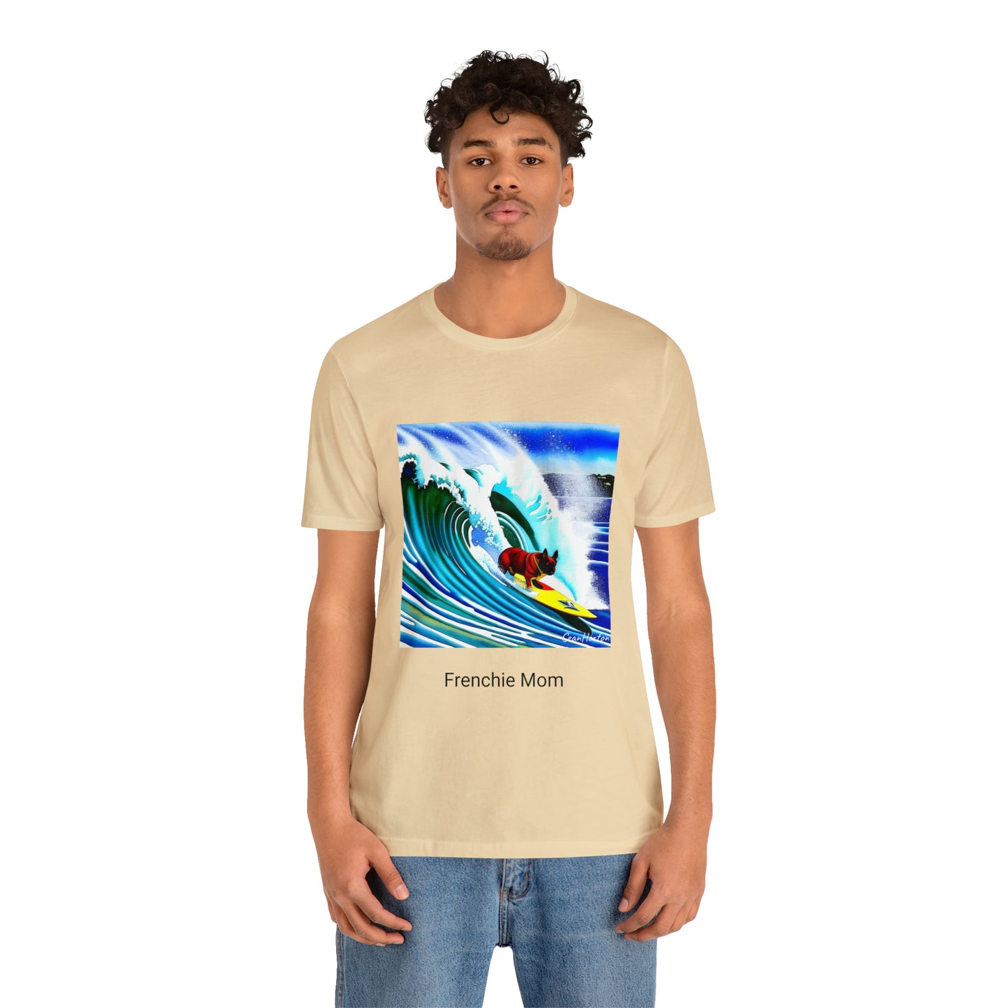 Surfing Frenchie/Frenchie Mom Unisex Jersey Short Sleeve Tee