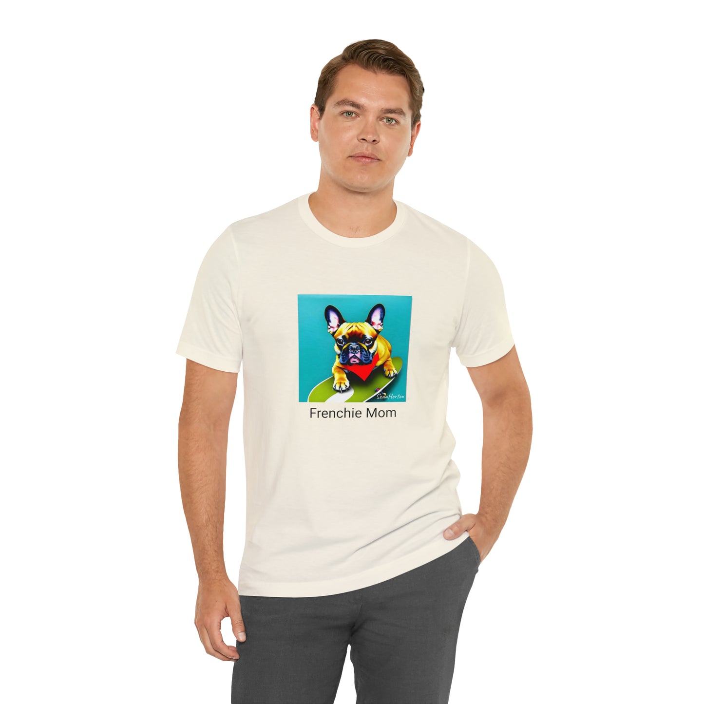 Frenchie on a Skateboard #2/Frenchie Mom Unisex Jersey Short Sleeve Tee