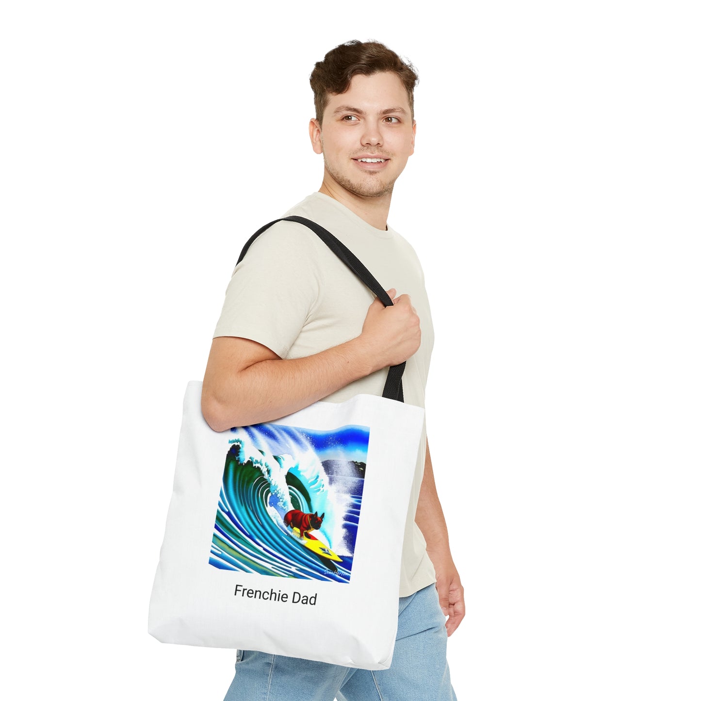 Surfing Frenchie/Frenchie Dad Tote Bag (AOP)