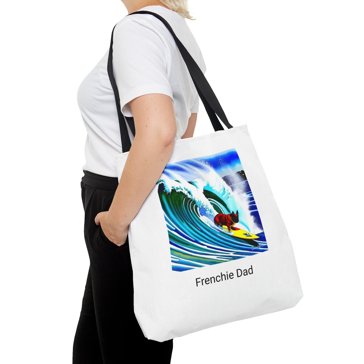Surfing Frenchie/Frenchie Dad Tote Bag (AOP)