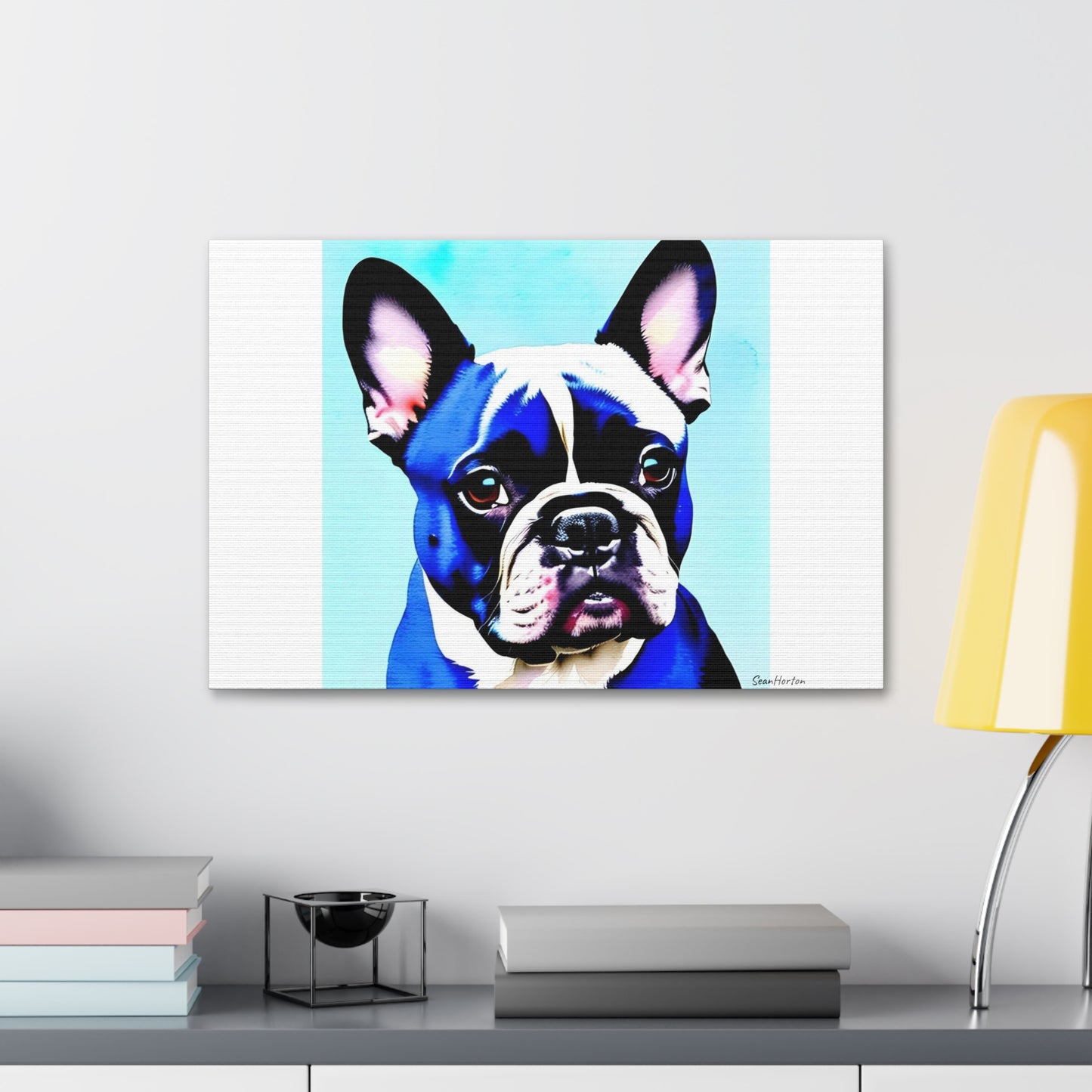 Blue Frenchie (Horizontal) Canvas Stretched, 1.5''