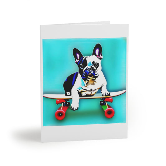 Frenchie on a Skateboard Greeting cards (8, 16, and 24 pcs)
