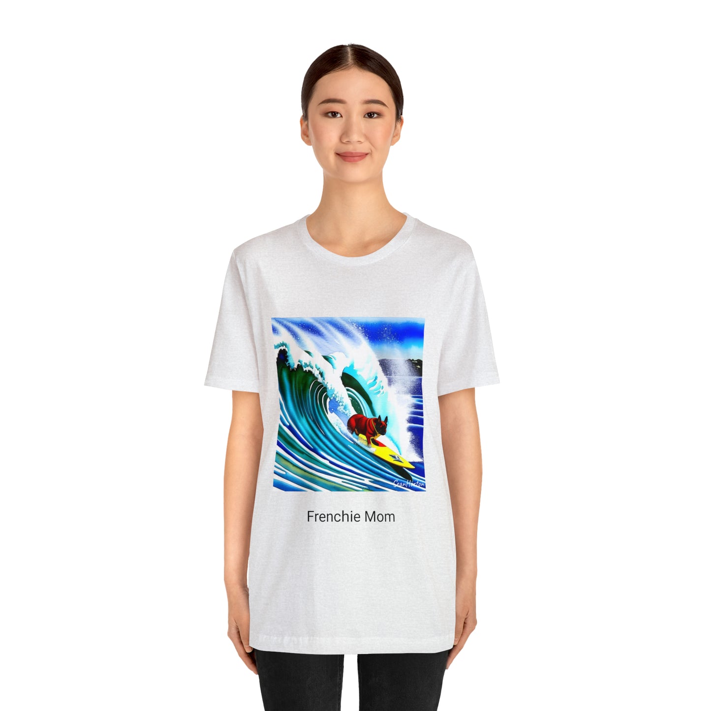 Surfing Frenchie/Frenchie Mom Unisex Jersey Short Sleeve Tee