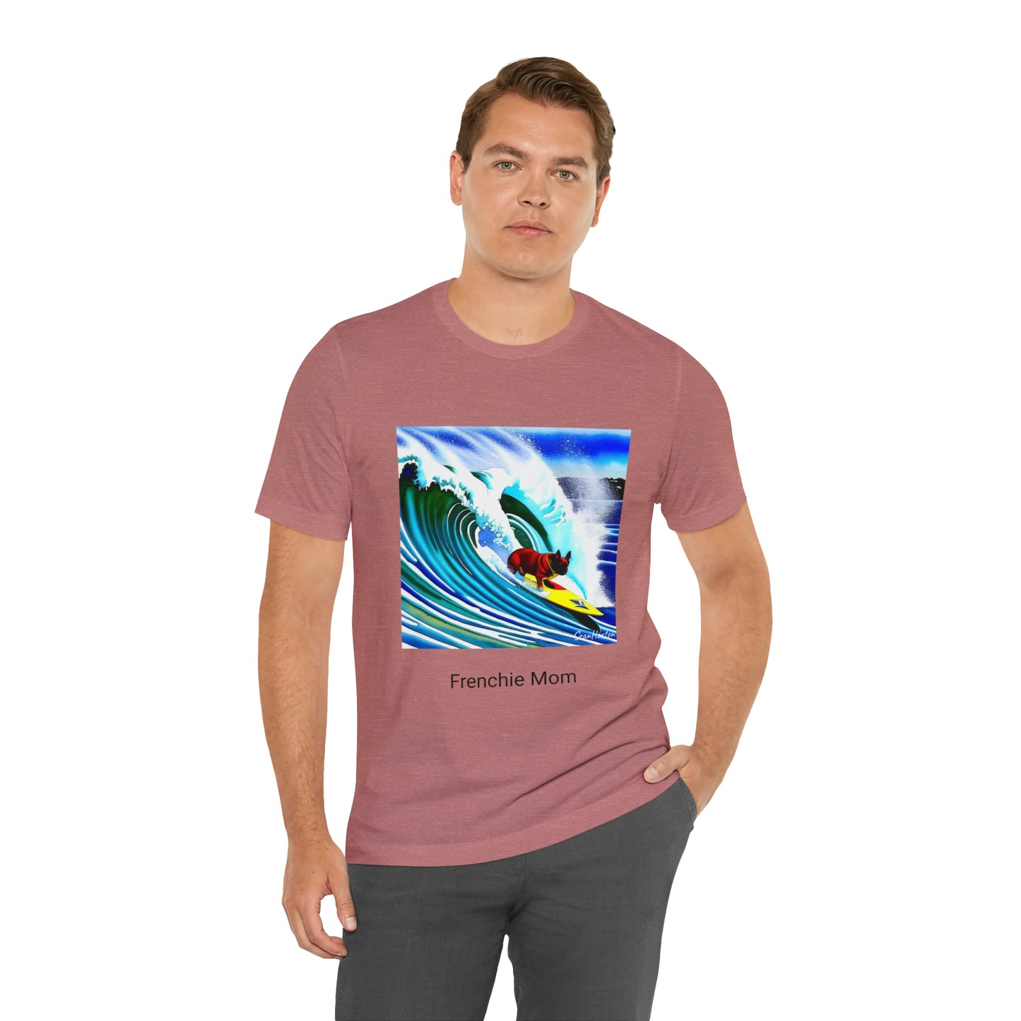 Surfing Frenchie/Frenchie Mom Unisex Jersey Short Sleeve Tee