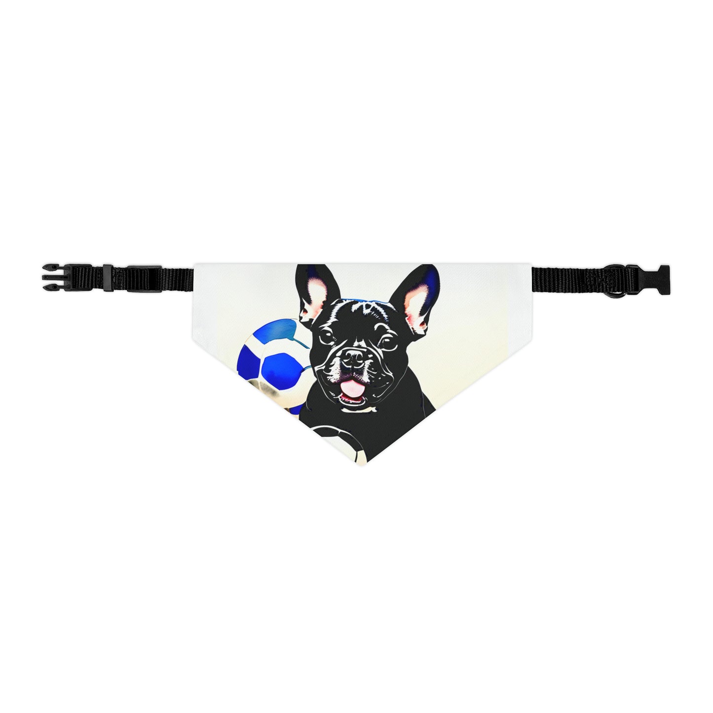 Frenchie with a Soccer Ball Pet Bandana Collar