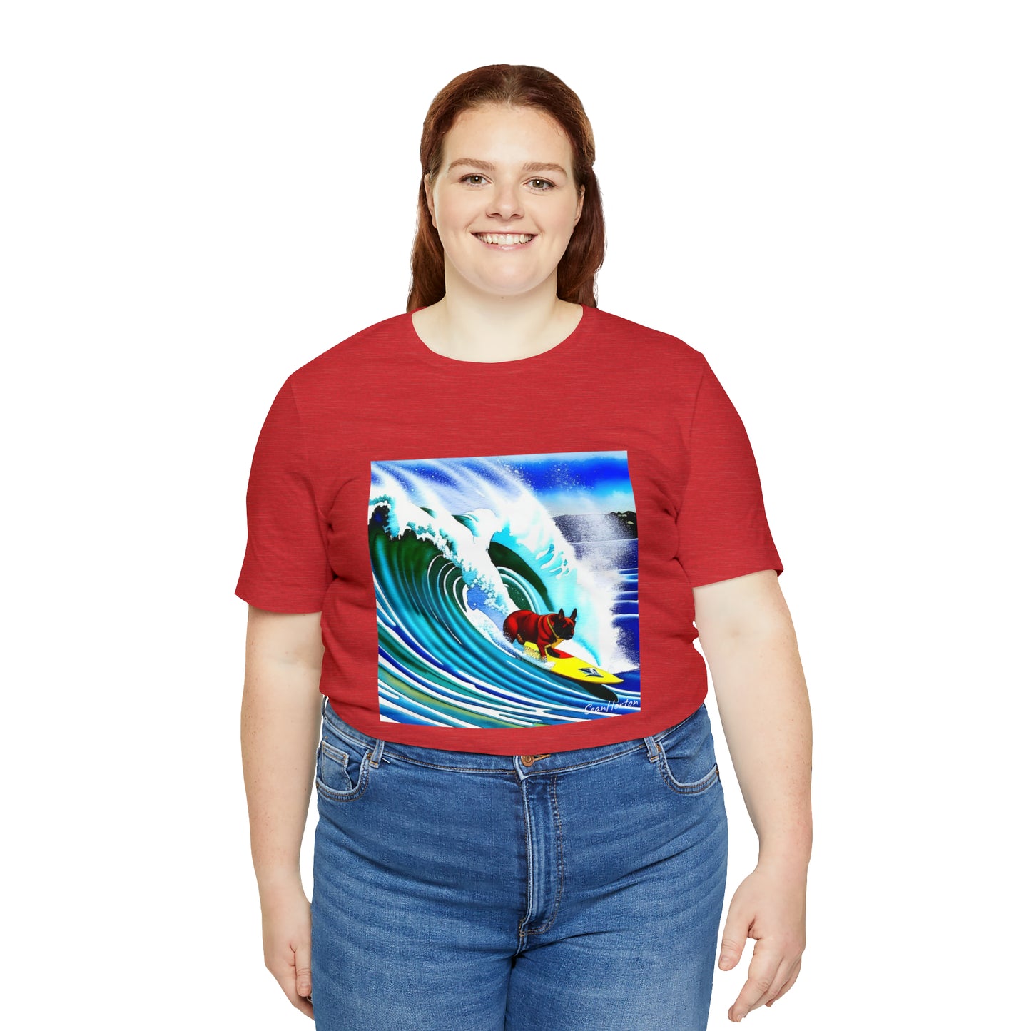 Surfing Frenchie/Frenchie Mom Unisex Jersey Short Sleeve Tee