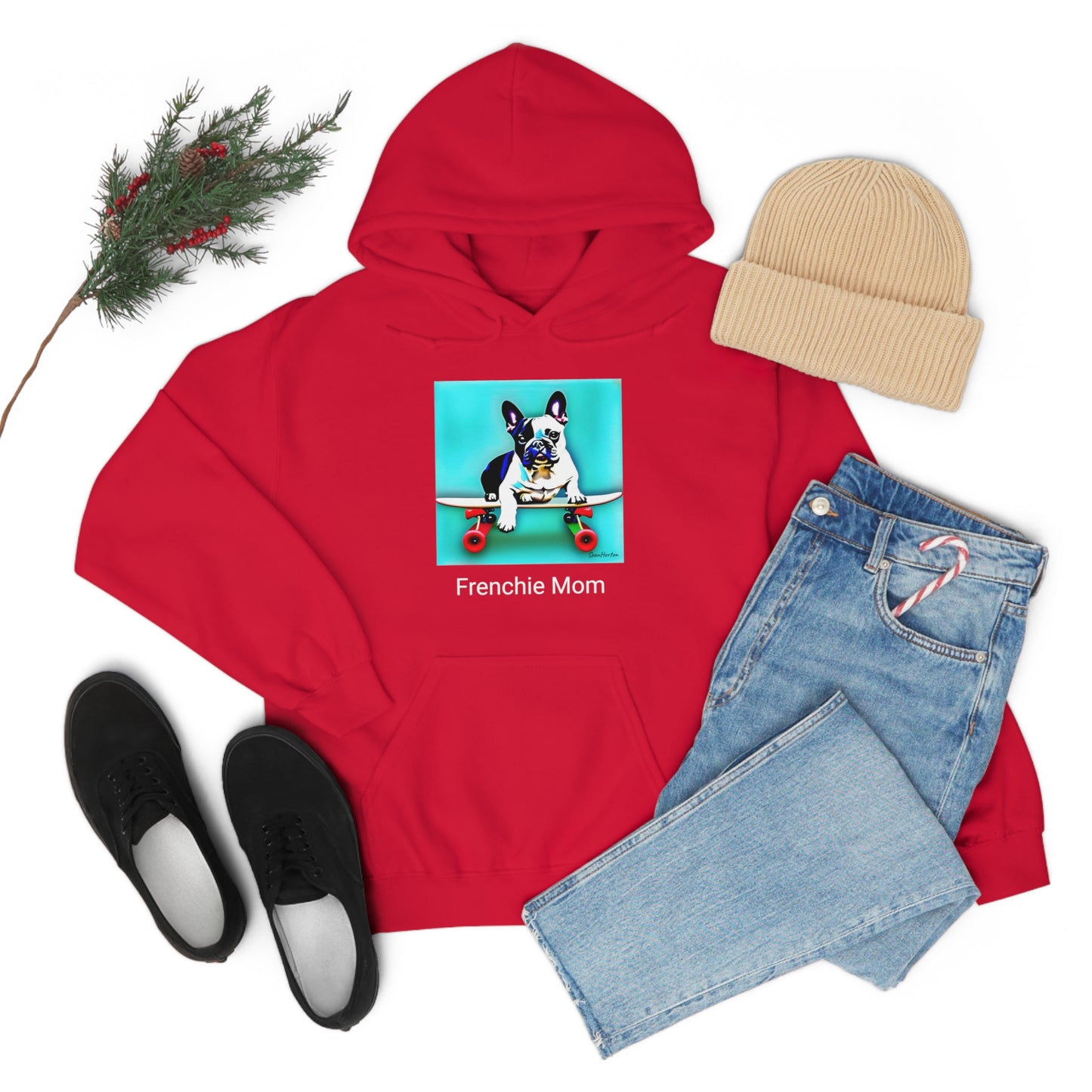 Frenchie on a Skateboard/Frenchie Mom Unisex Heavy Blend™ Hooded Sweatshirt