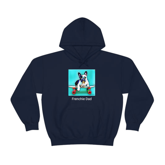 Frenchie on a Skateboard/Frenchie Dad Unisex Heavy Blend™ Hooded Sweatshirt