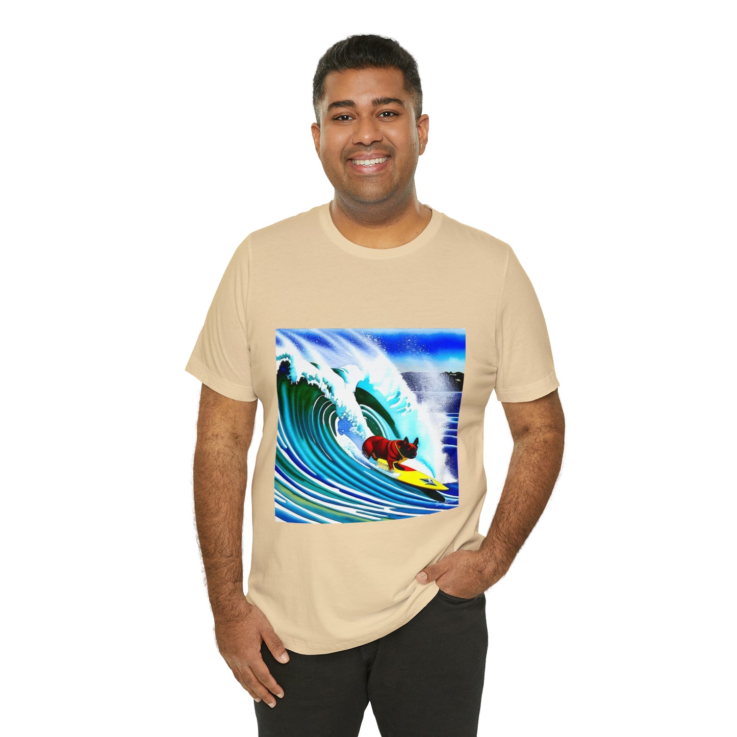 Surfing Frenchie Unisex Jersey Short Sleeve Tee