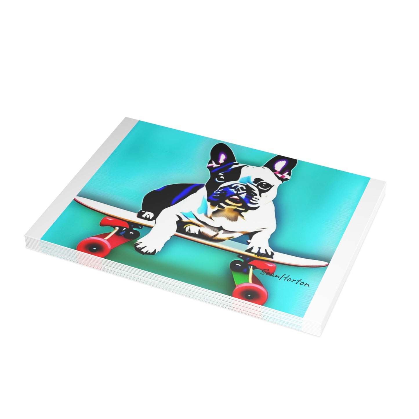 Frenchie on a Skateboard Postcard Bundles (envelopes included)