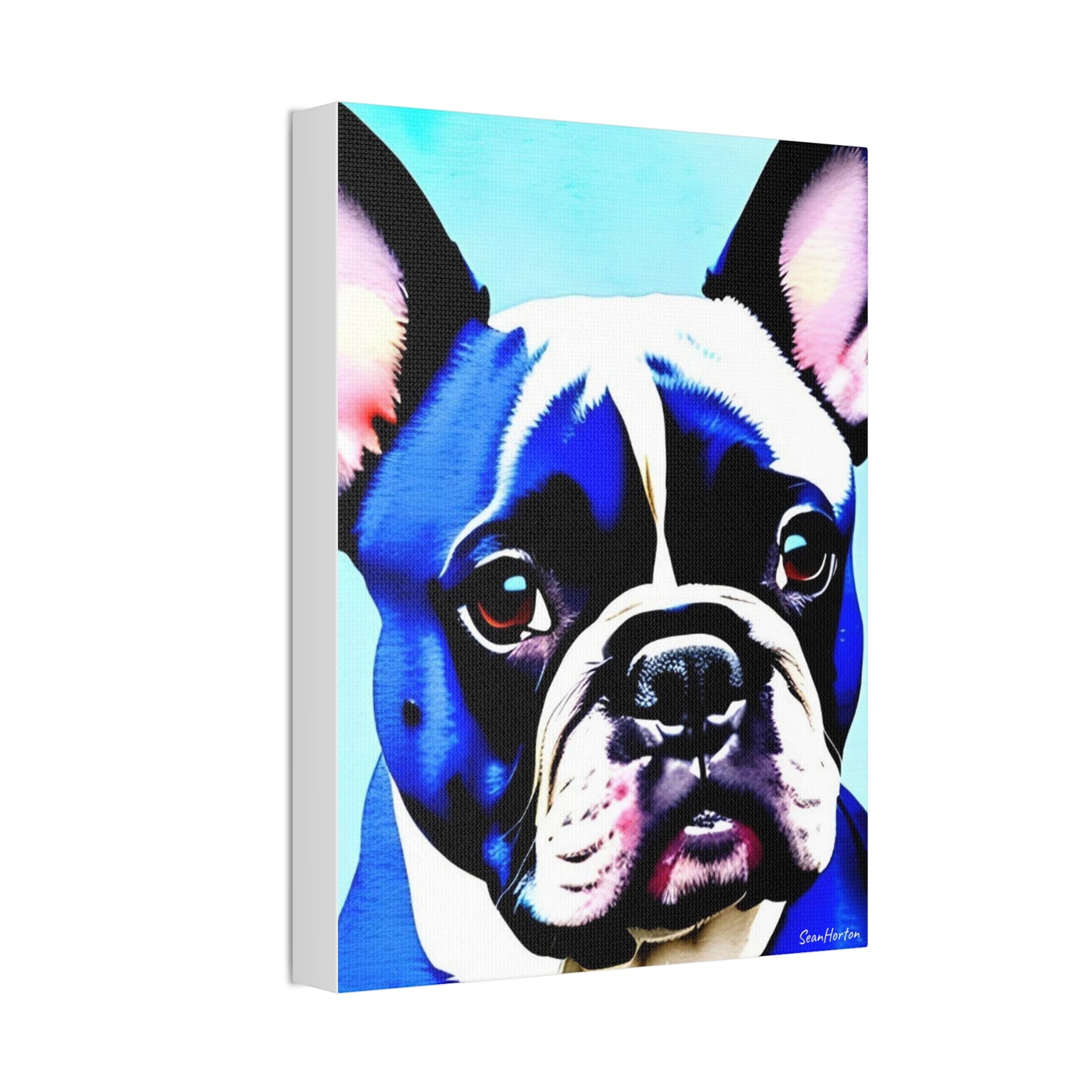 Blue Frenchie (Verticle) Canvas Stretched, 1.5''