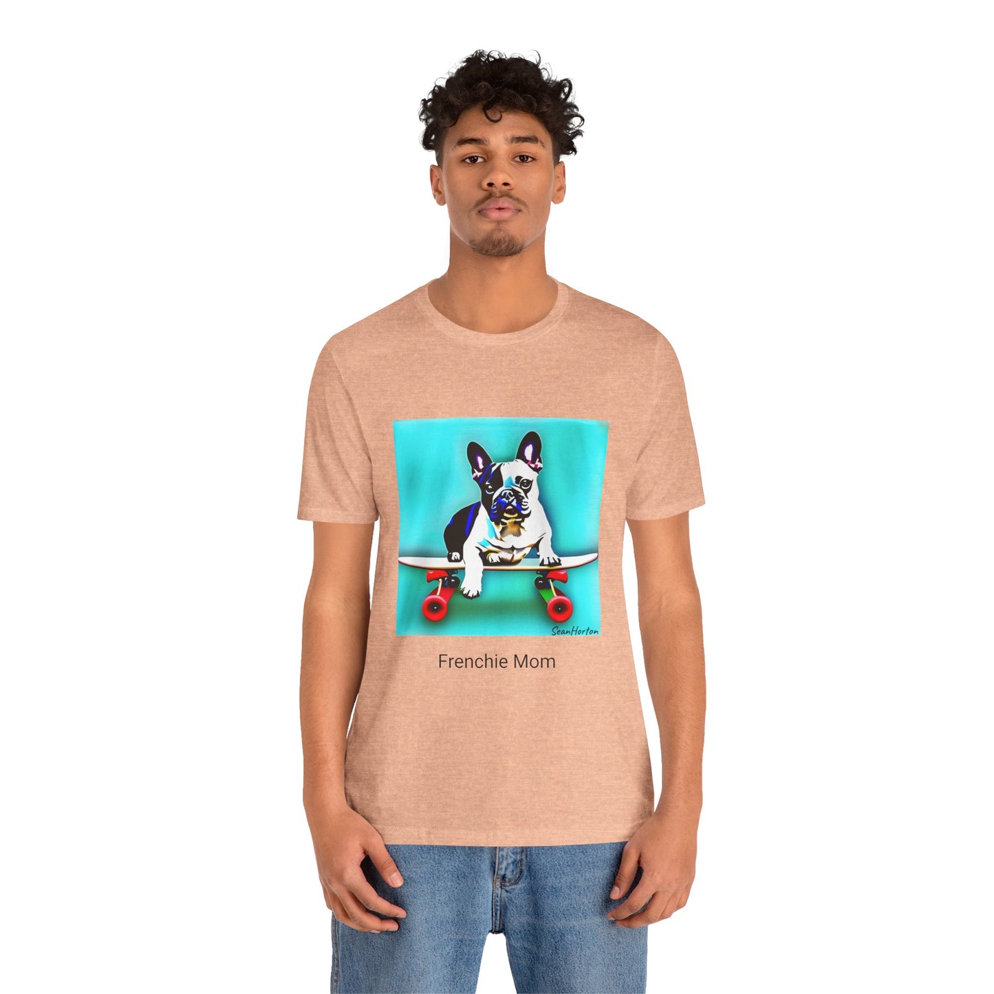 Frenchie on a Skateboard/Frenchie Mom Unisex Jersey Short Sleeve Tee