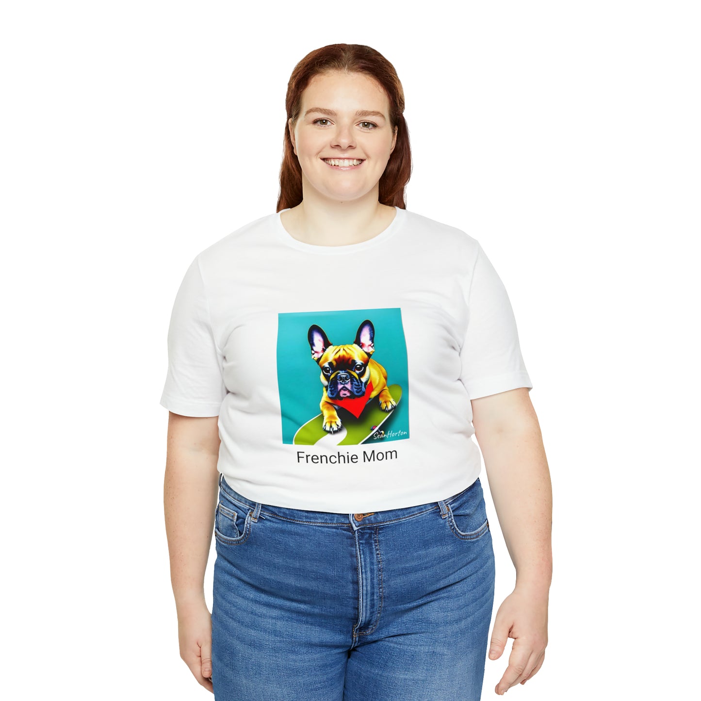 Frenchie on a Skateboard #2/Frenchie Mom Unisex Jersey Short Sleeve Tee