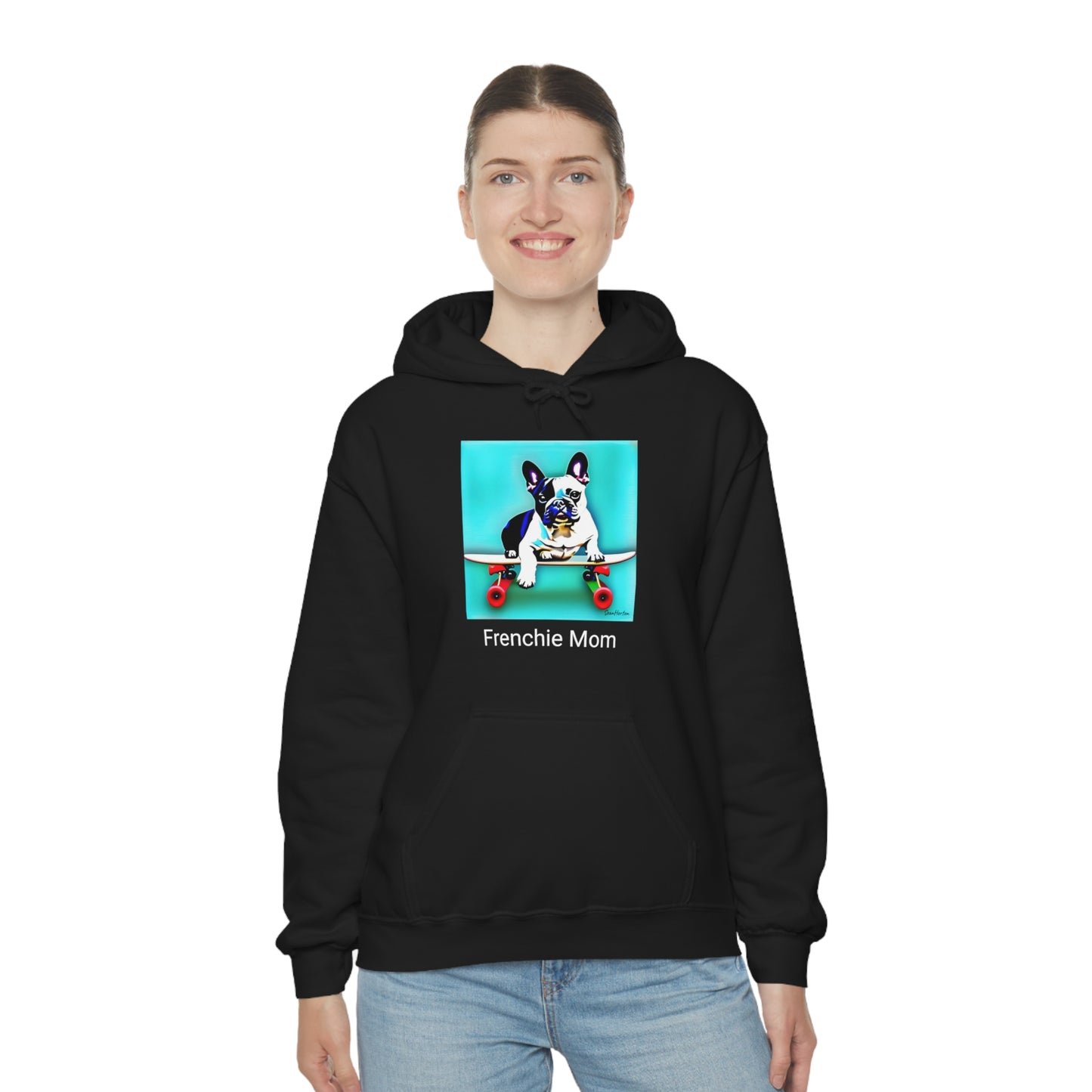 Frenchie on a Skateboard/Frenchie Mom Unisex Heavy Blend™ Hooded Sweatshirt
