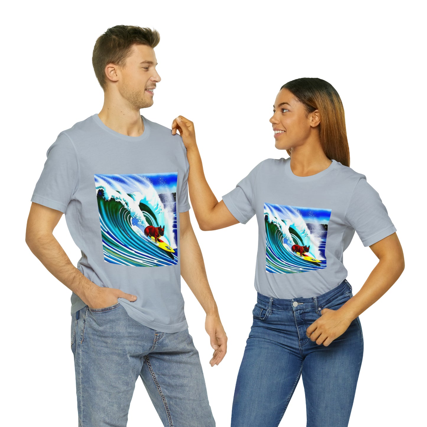 Surfing Frenchie Unisex Jersey Short Sleeve Tee