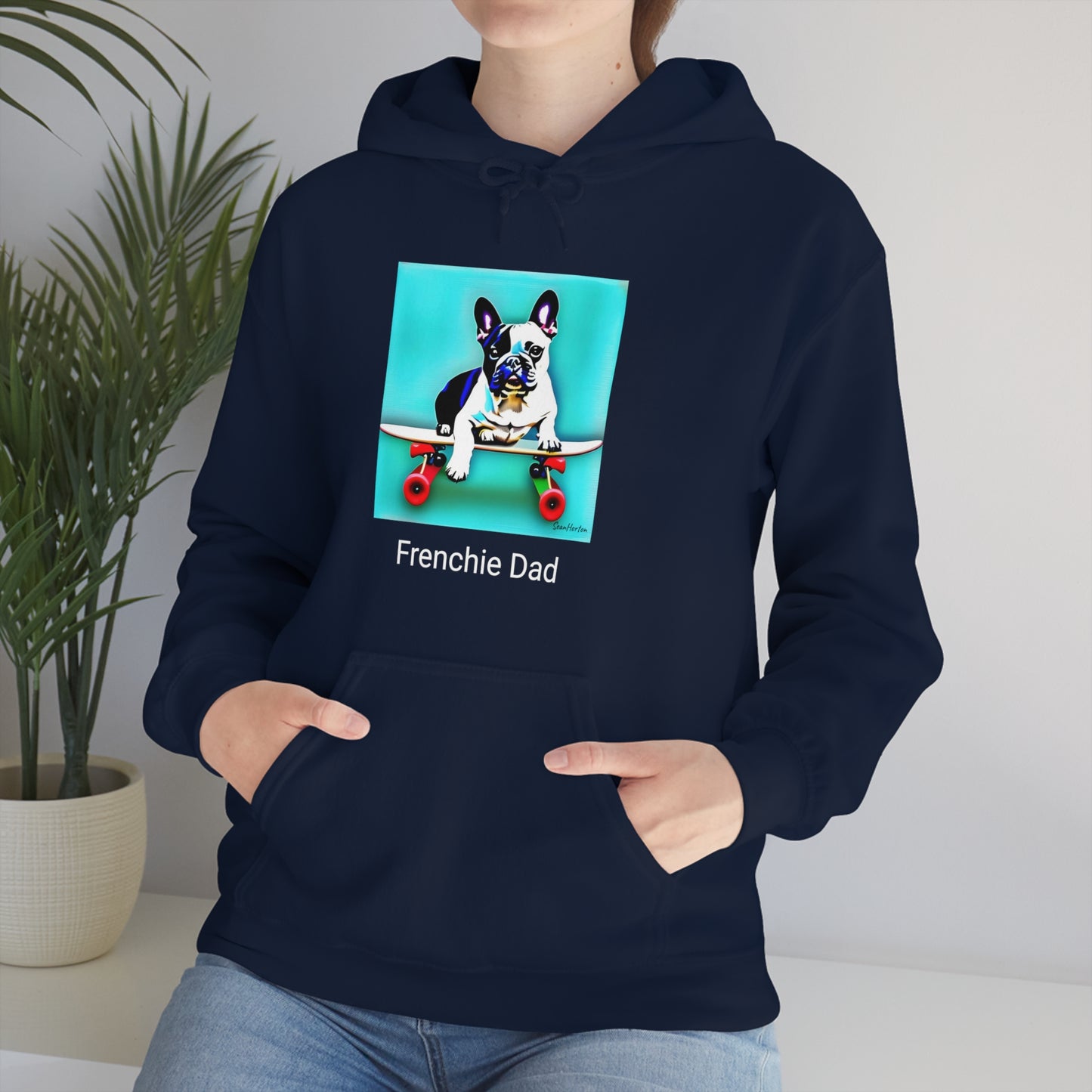 Frenchie on a Skateboard/Frenchie Dad Unisex Heavy Blend™ Hooded Sweatshirt