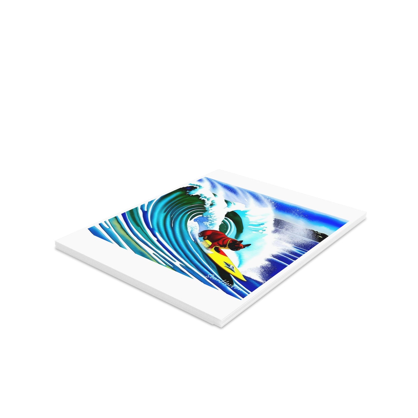 Surfing Frenchie Greeting cards (8, 16, and 24 pcs)