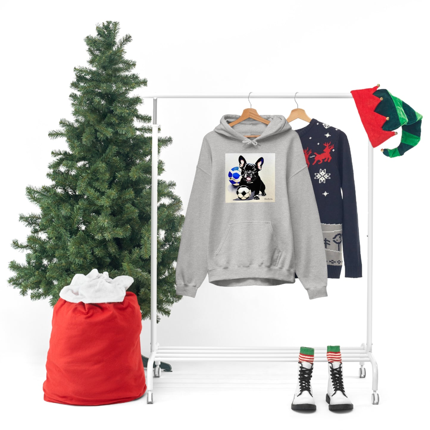 Frenchie with a Soccer Ball Unisex Heavy Blend™ Hooded Sweatshirt