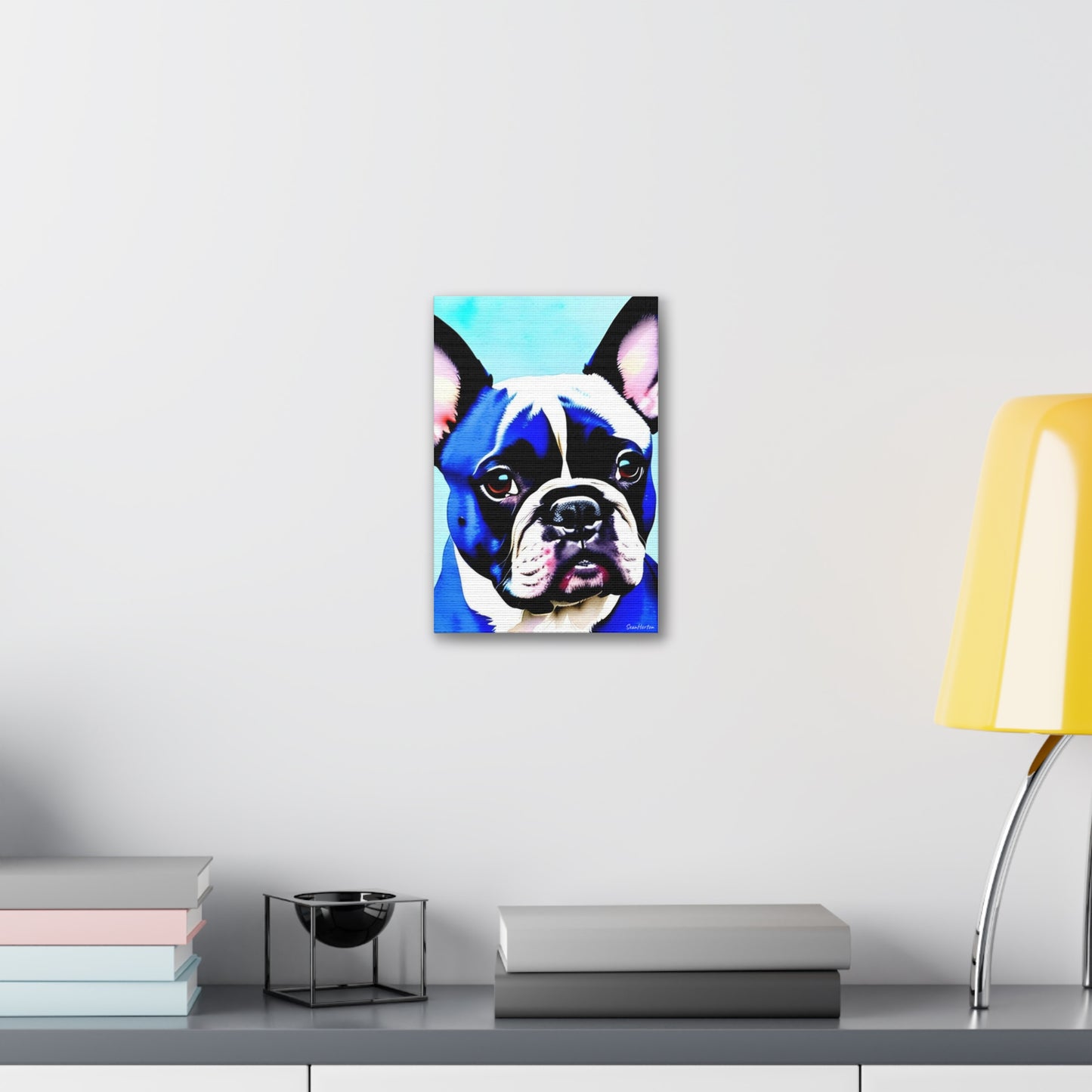 Blue Frenchie (Verticle) Canvas Stretched, 1.5''