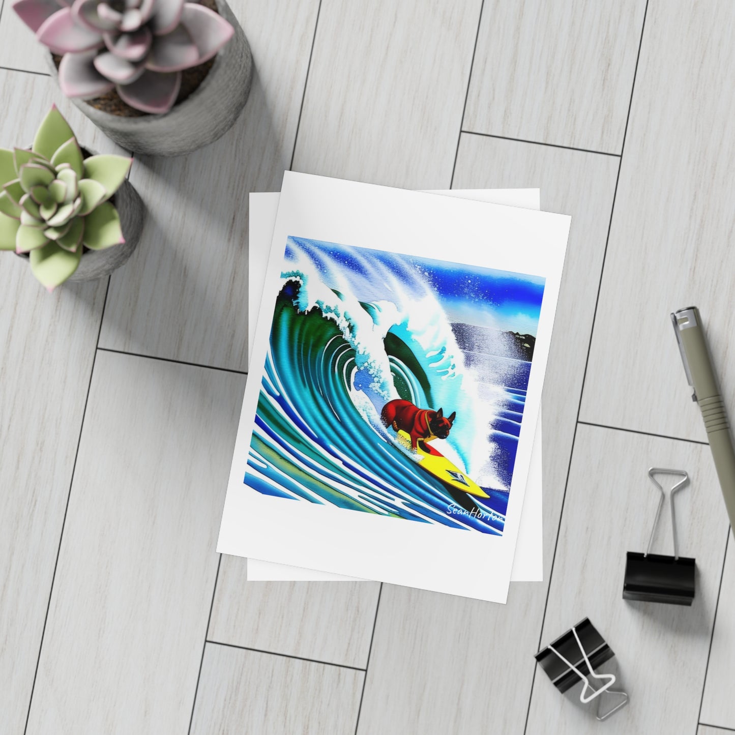 Surfing Frenchie Postcard Bundles (envelopes included)