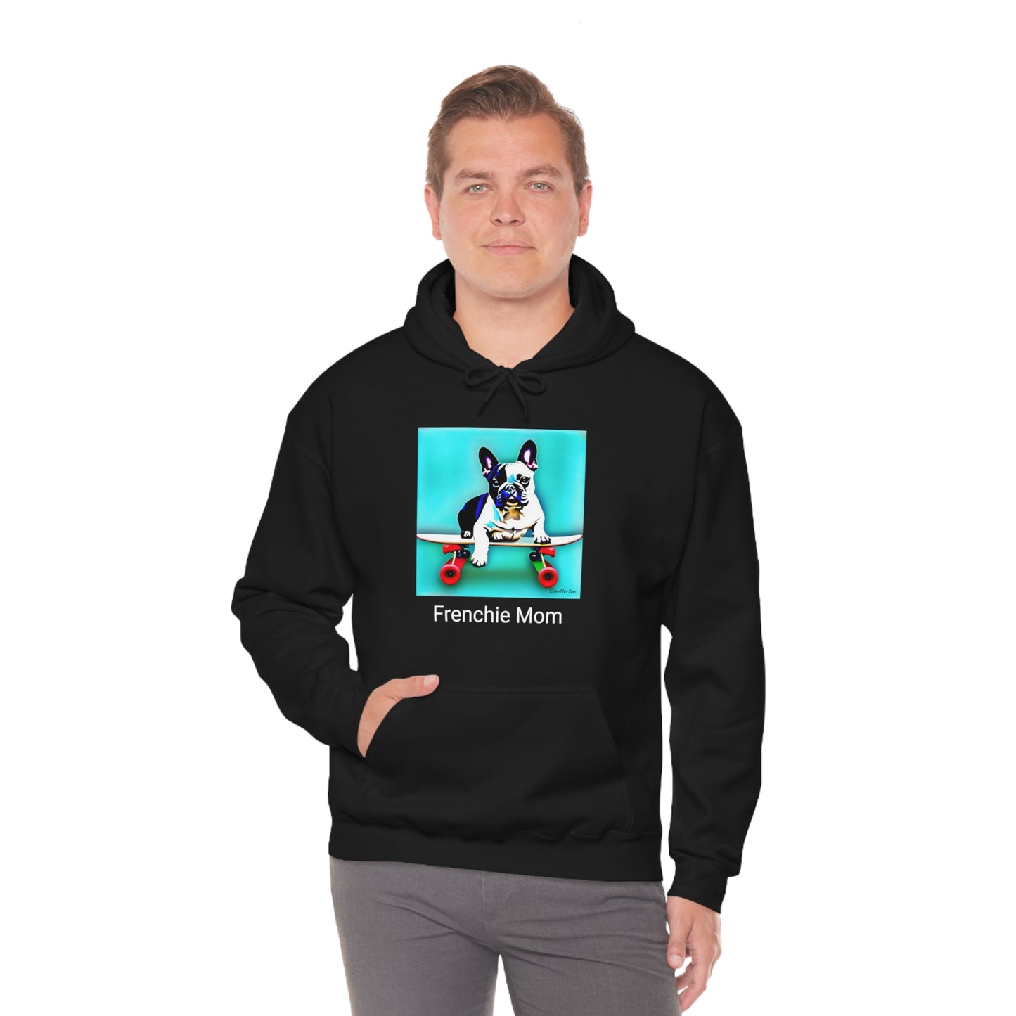 Frenchie on a Skateboard/Frenchie Mom Unisex Heavy Blend™ Hooded Sweatshirt