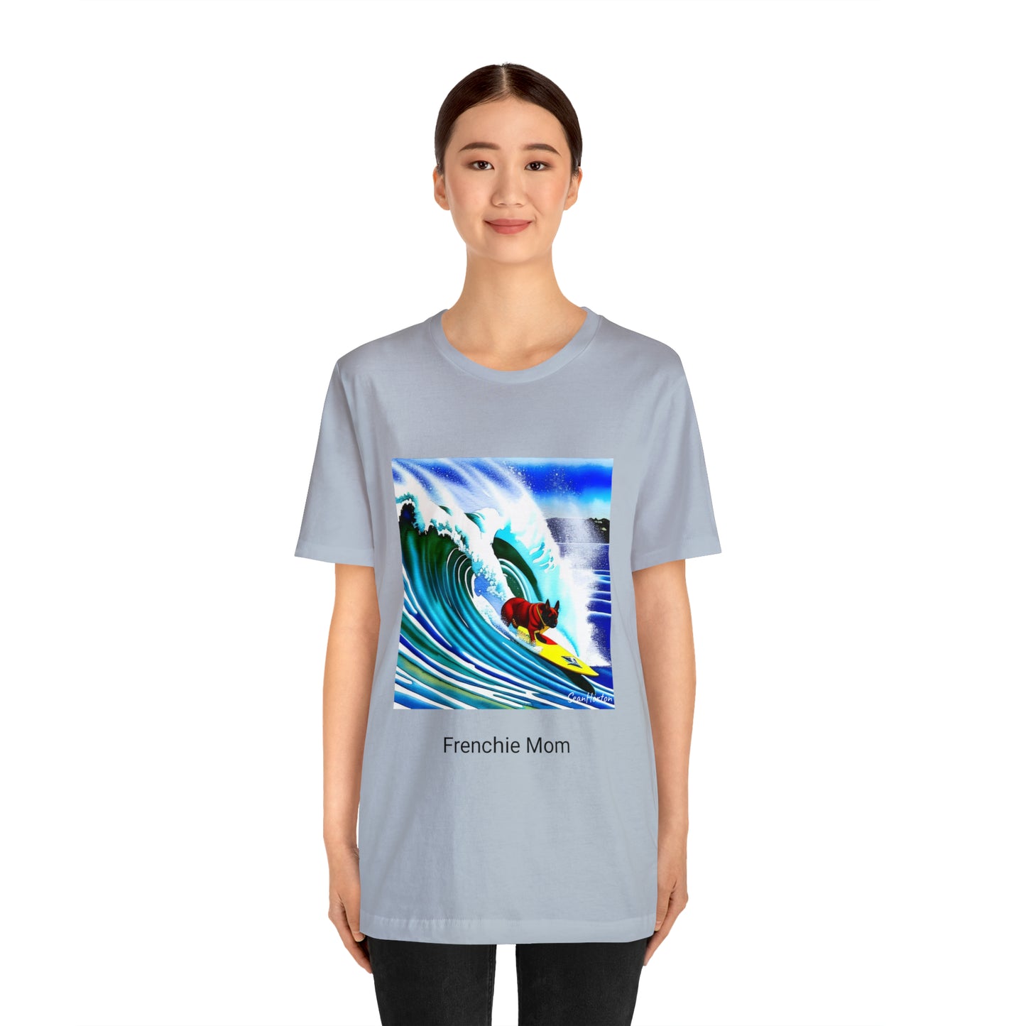 Surfing Frenchie/Frenchie Mom Unisex Jersey Short Sleeve Tee