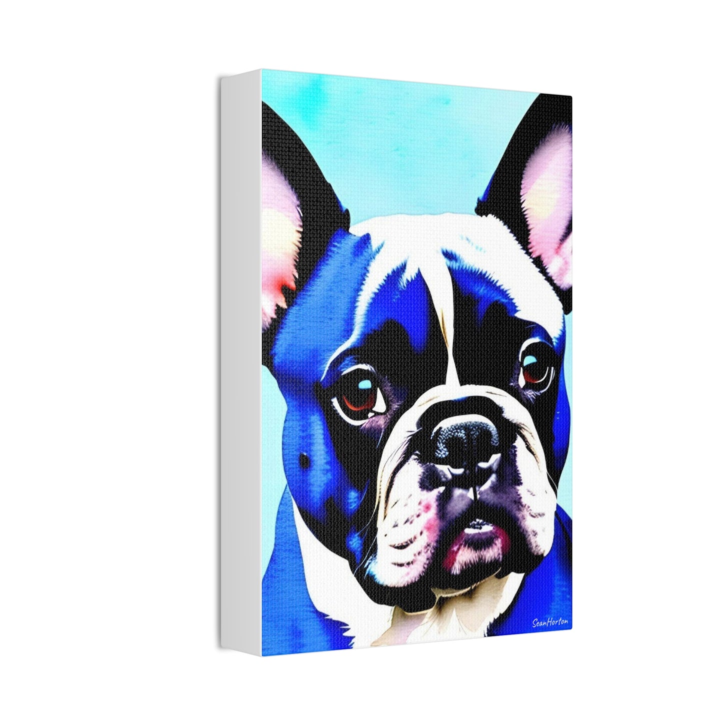 Blue Frenchie (Verticle) Canvas Stretched, 1.5''