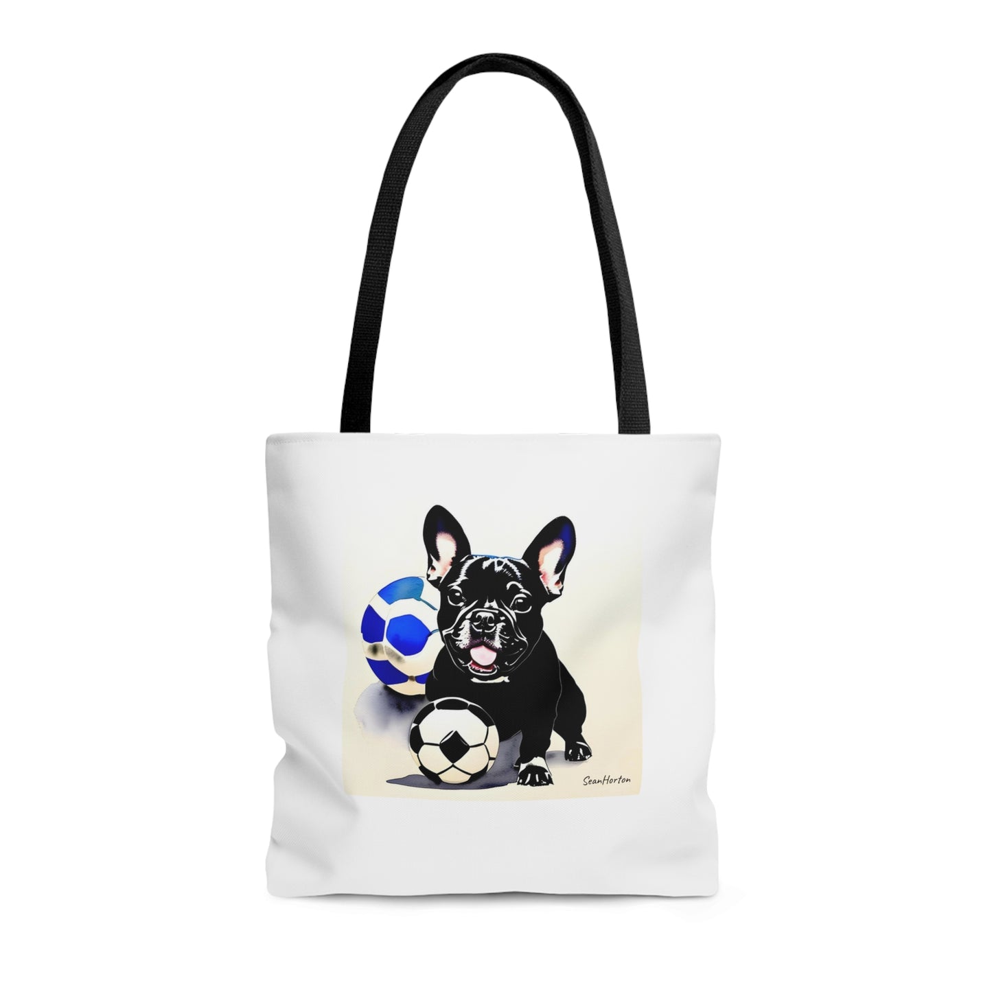 Frenchie with a Soccer Ball Tote Bag (AOP)