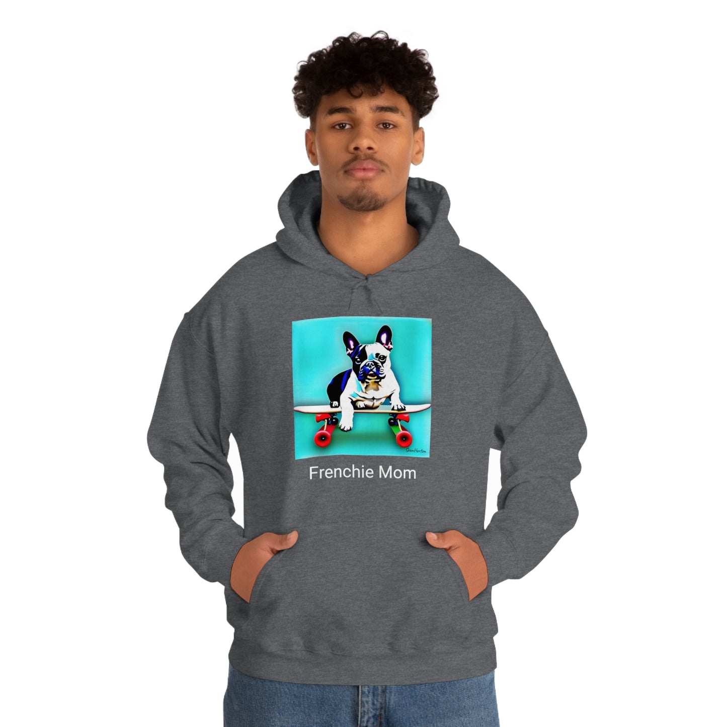 Frenchie on a Skateboard/Frenchie Mom Unisex Heavy Blend™ Hooded Sweatshirt