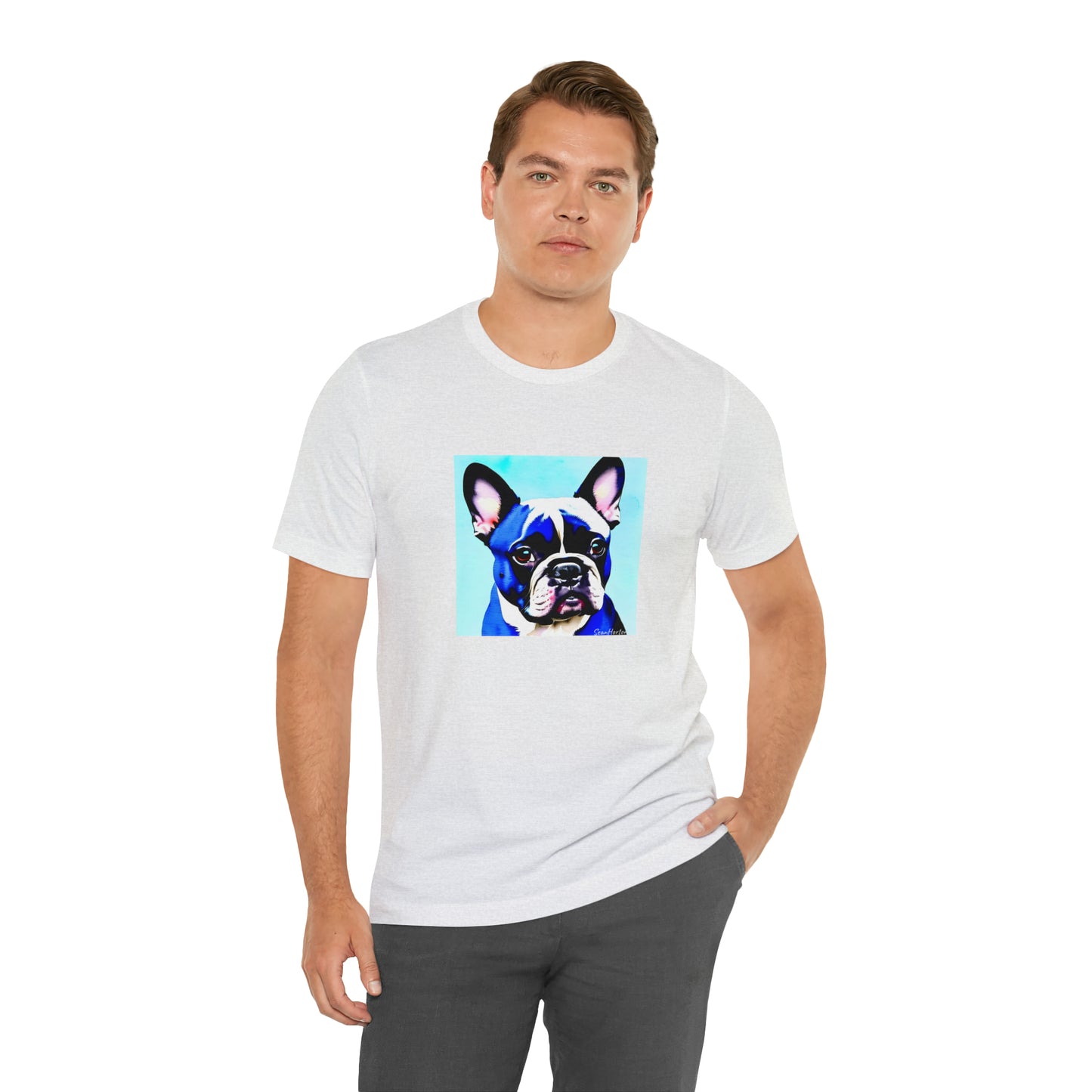 Blue Frenchie Unisex Jersey Short Sleeve Tee