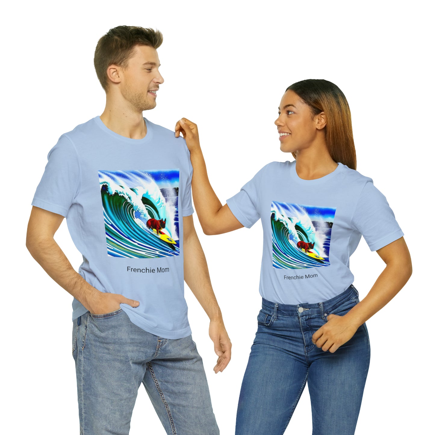 Surfing Frenchie/Frenchie Mom Unisex Jersey Short Sleeve Tee