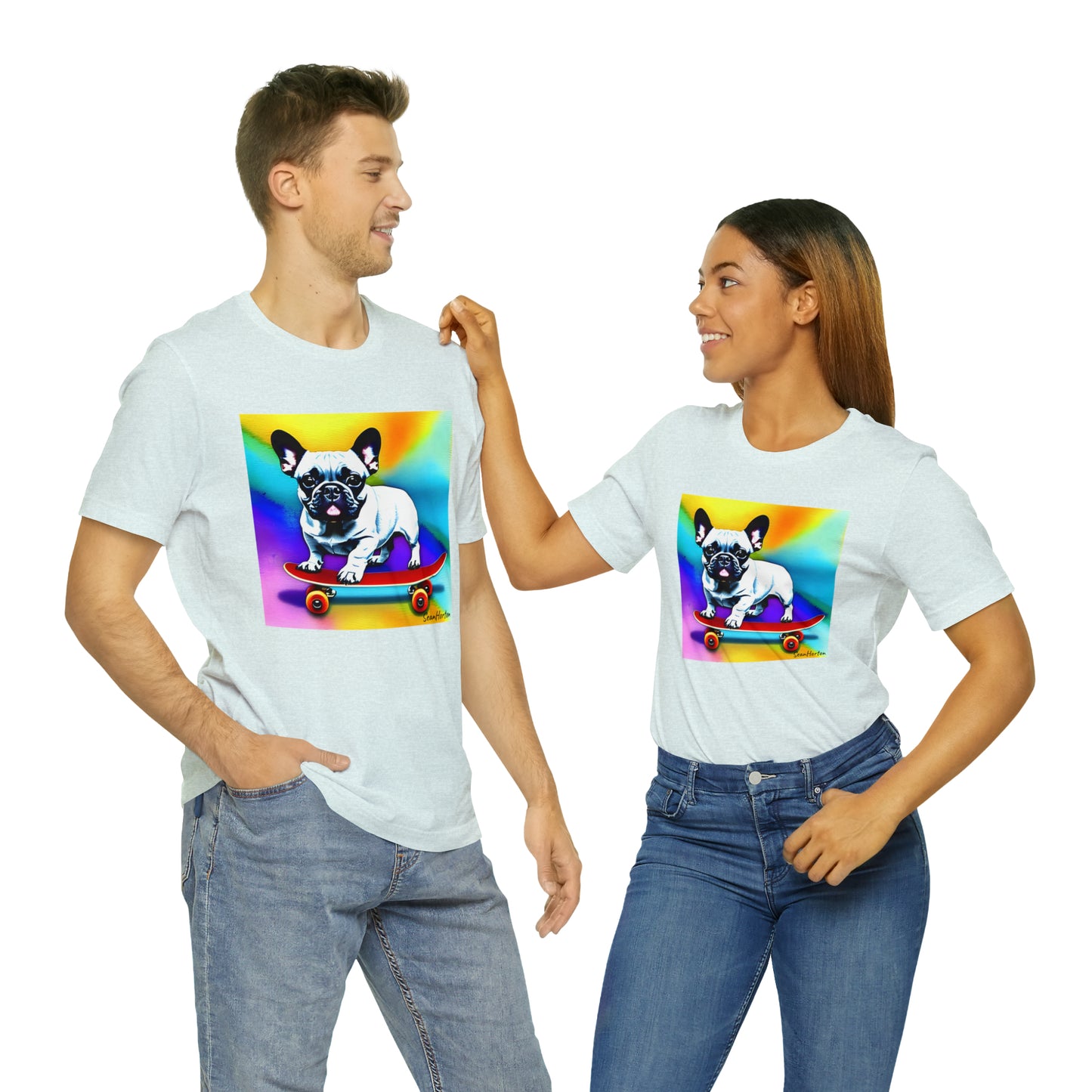 Frenchie on a Skateboard #3 Unisex Jersey Short Sleeve Tee