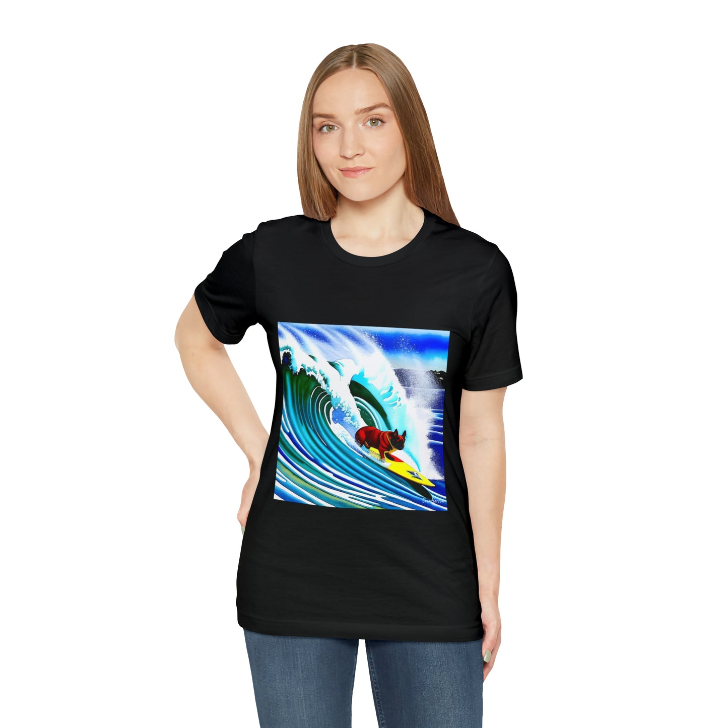 Surfing Frenchie Unisex Jersey Short Sleeve Tee