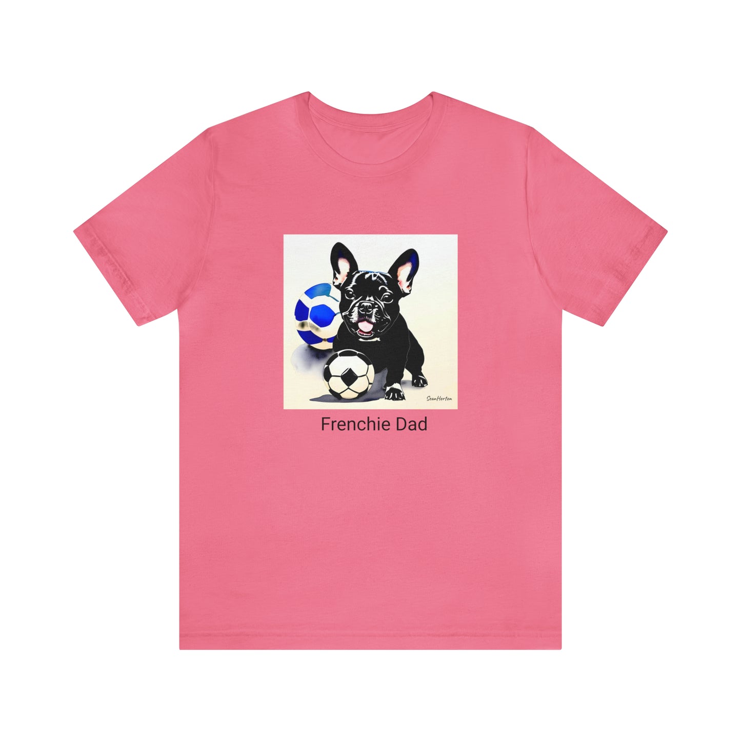 Frenchie with Soccer Ball/Frenchie Dad Unisex Jersey Short Sleeve Tee