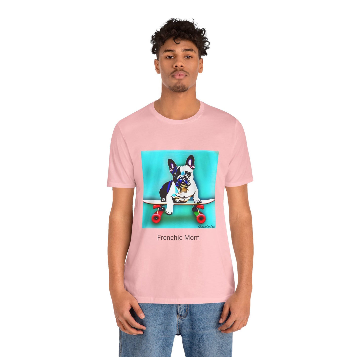 Frenchie on a Skateboard/Frenchie Mom Unisex Jersey Short Sleeve Tee