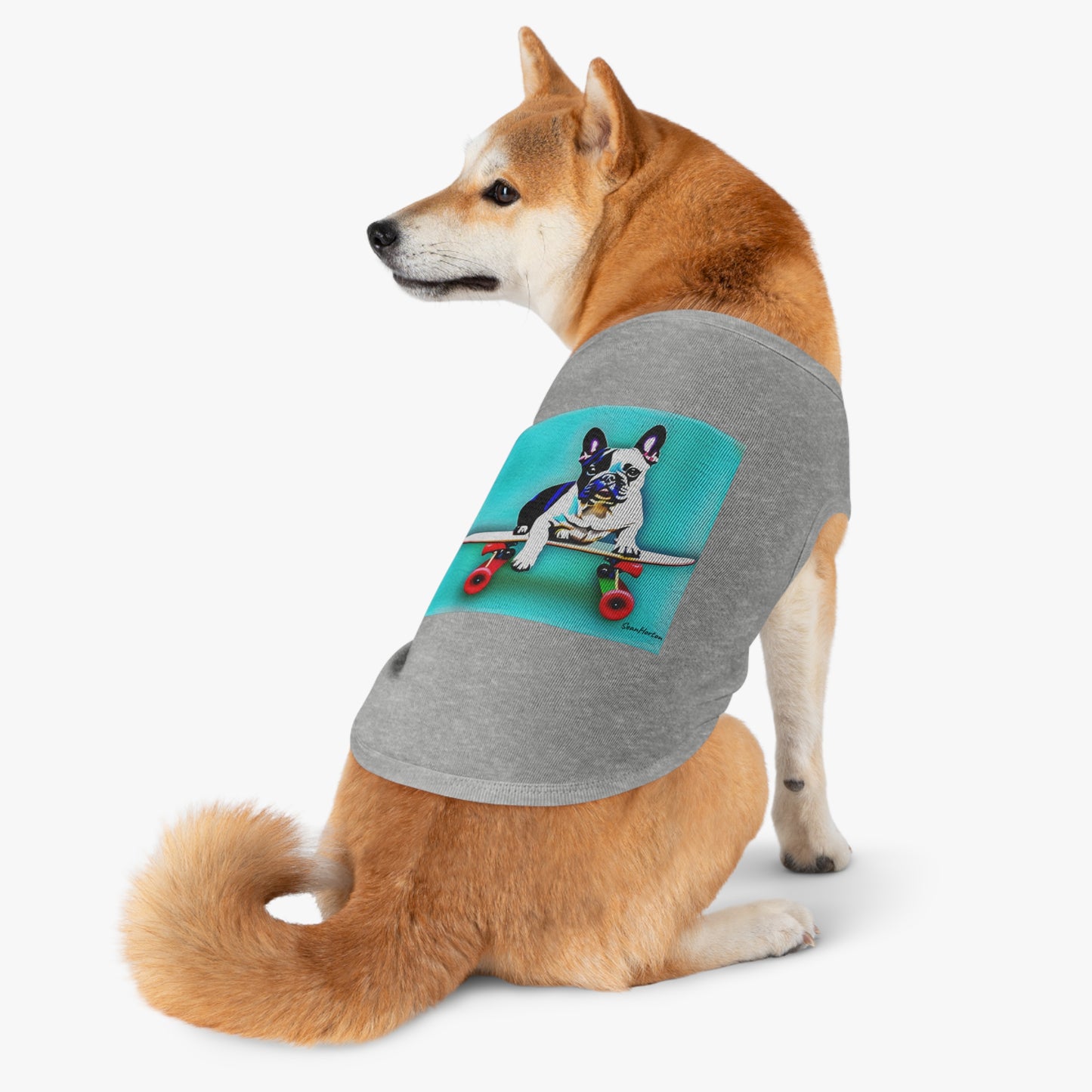 Frenchie on a Skateboard Pet Tank Top