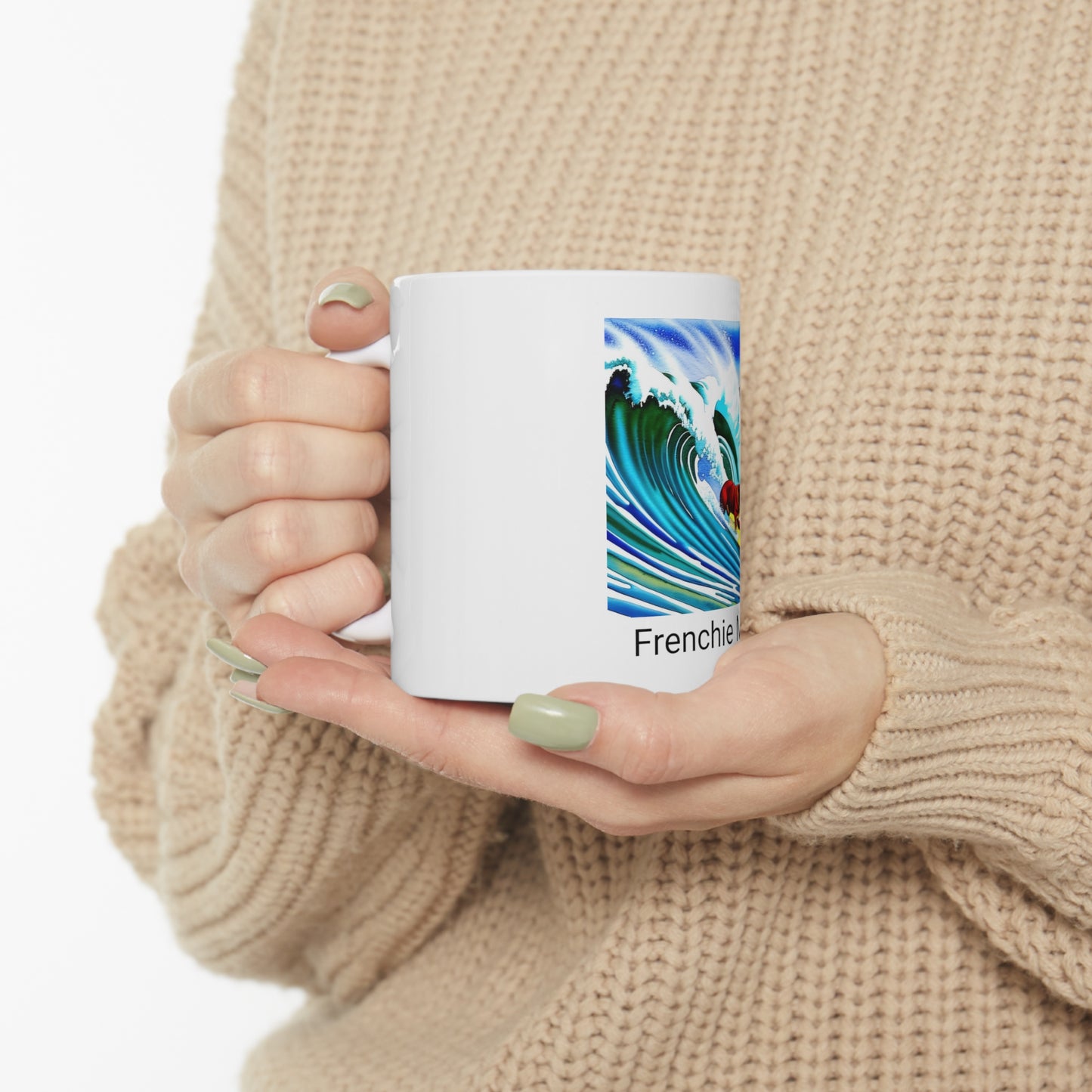 Surfing Frenchie/Frenchie Mom Ceramic Mug 11oz