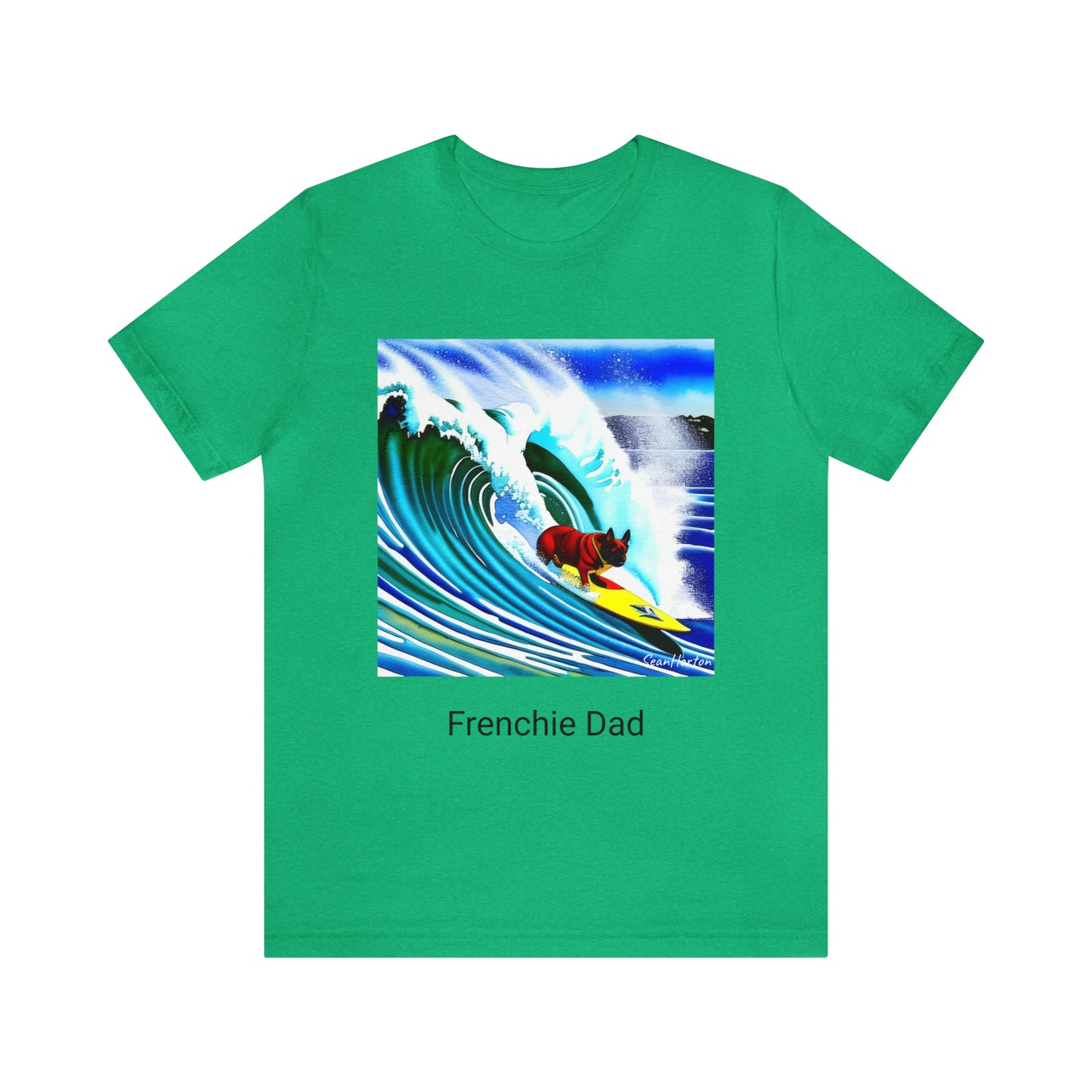 Surfing Frenchie/Frenchie Dad Unisex Jersey Short Sleeve Tee