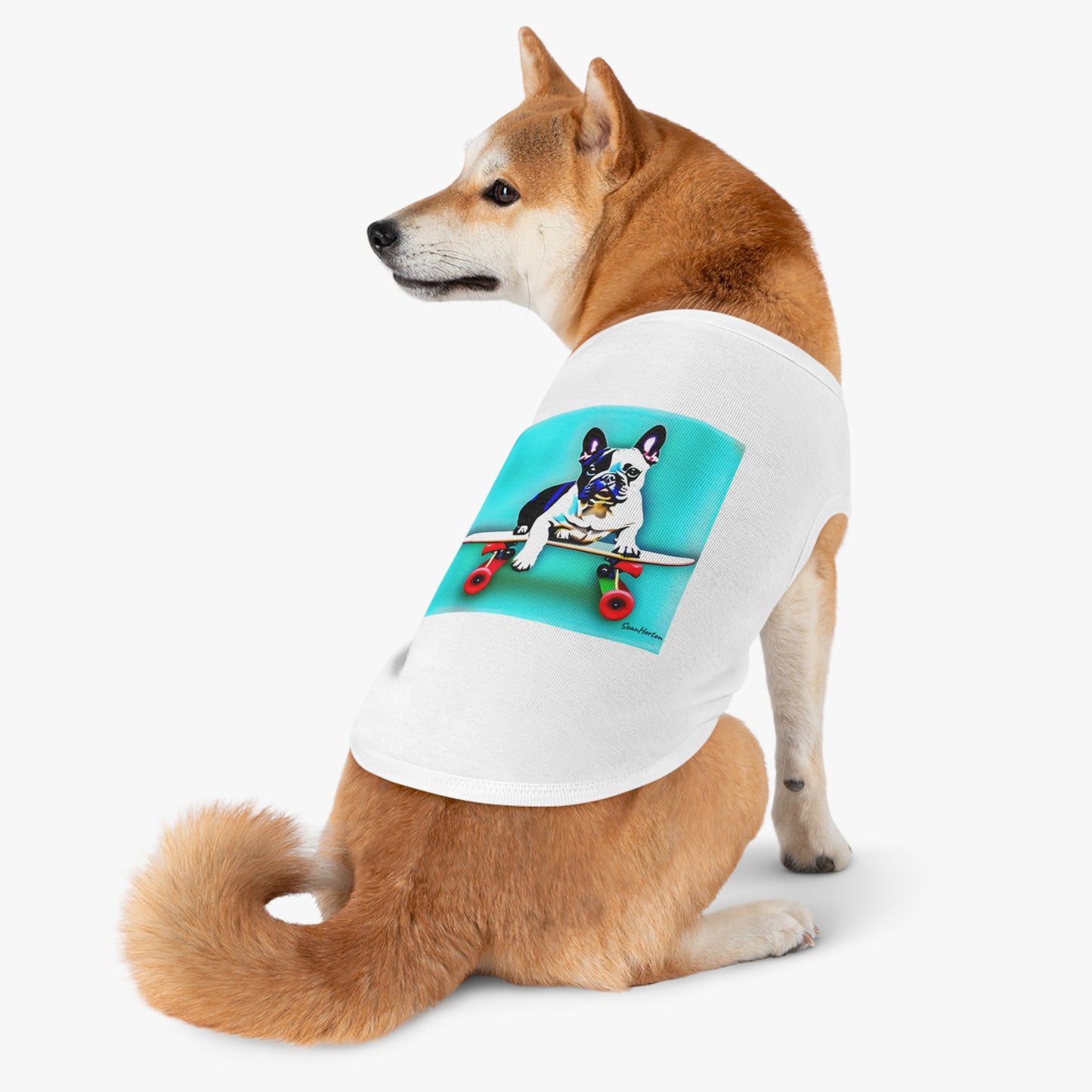 Frenchie on a Skateboard Pet Tank Top