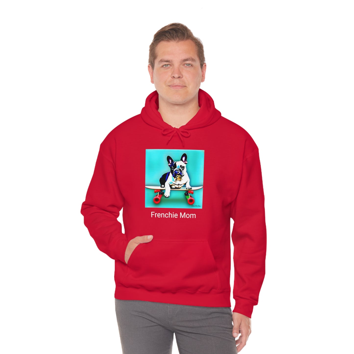 Frenchie on a Skateboard/Frenchie Mom Unisex Heavy Blend™ Hooded Sweatshirt