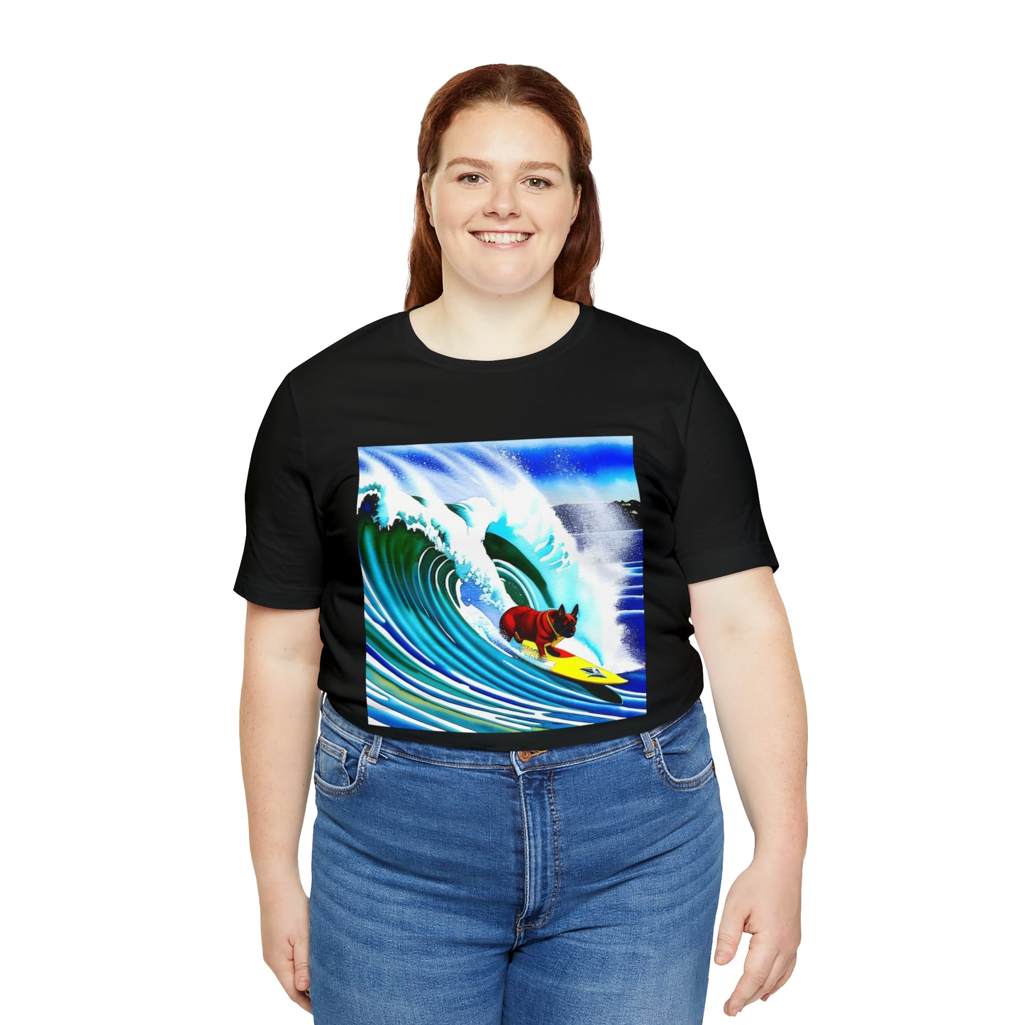 Surfing Frenchie/Frenchie Dad Unisex Jersey Short Sleeve Tee