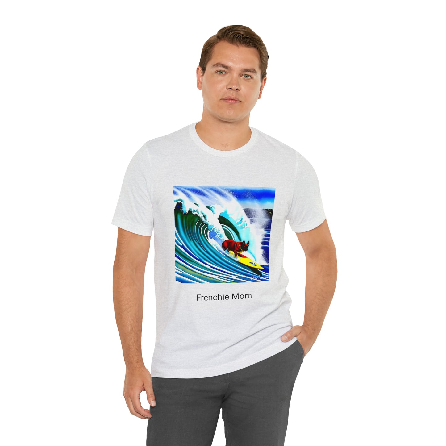 Surfing Frenchie/Frenchie Mom Unisex Jersey Short Sleeve Tee