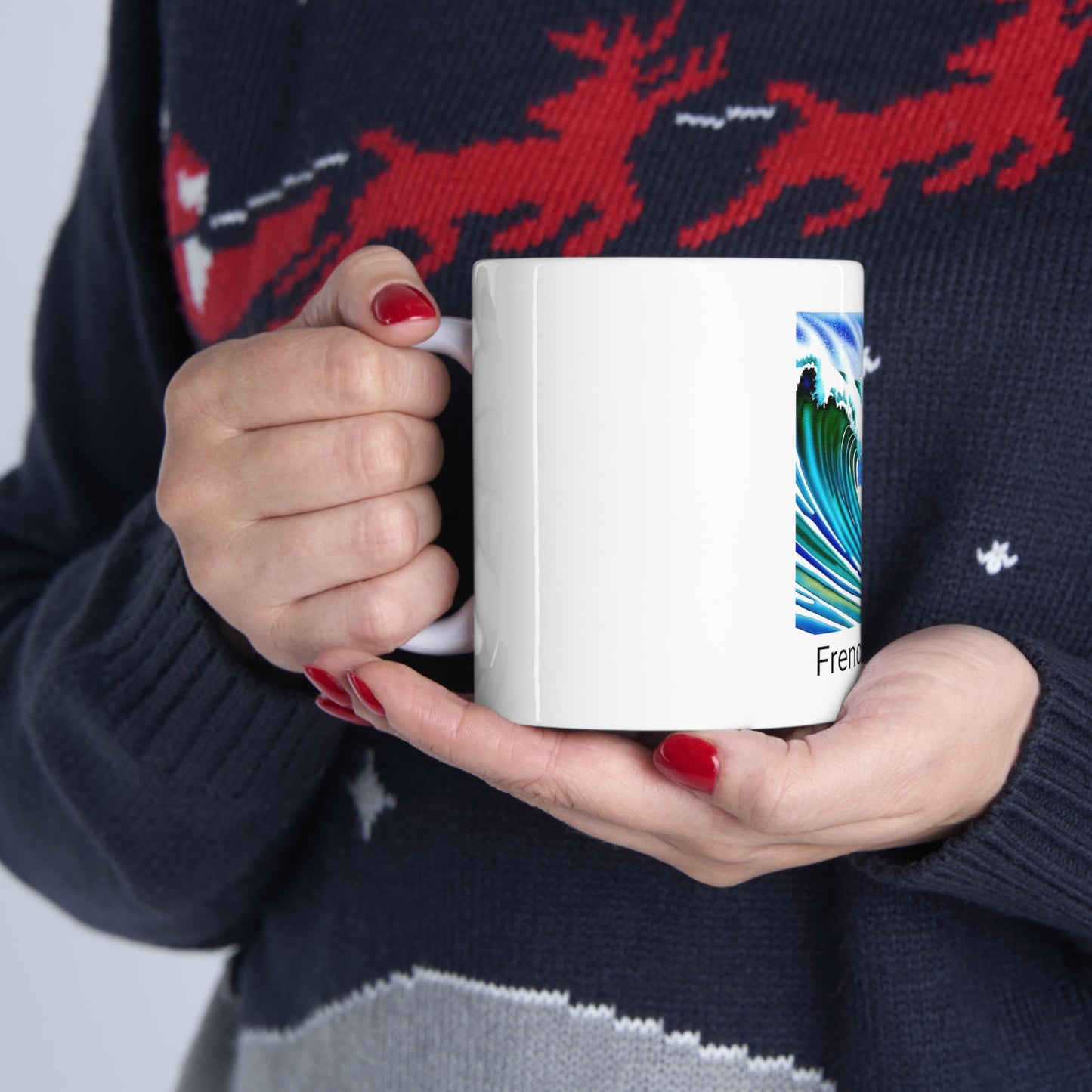 Surfing Frenchie/Frenchie Mom Ceramic Mug 11oz