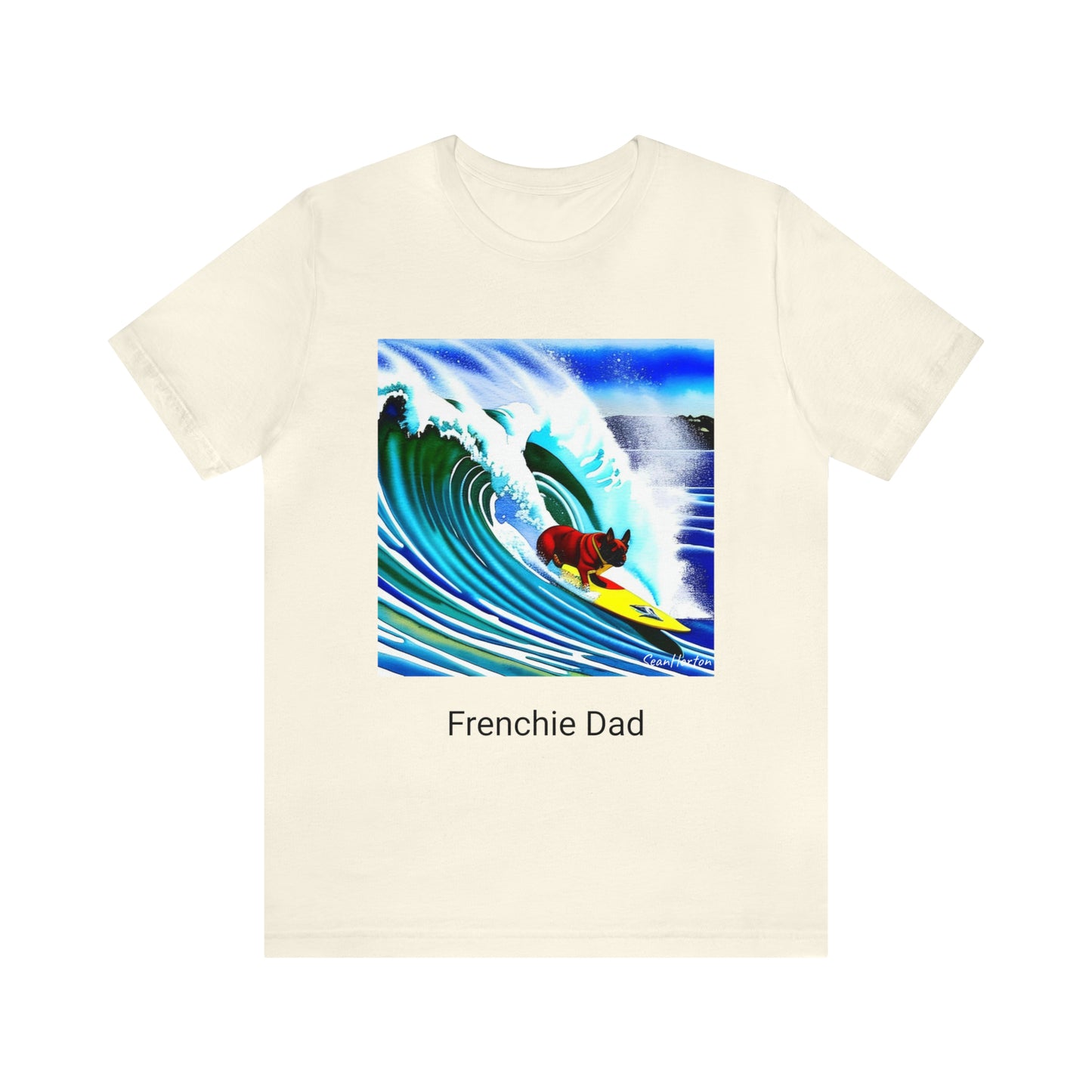 Surfing Frenchie/Frenchie Dad Unisex Jersey Short Sleeve Tee