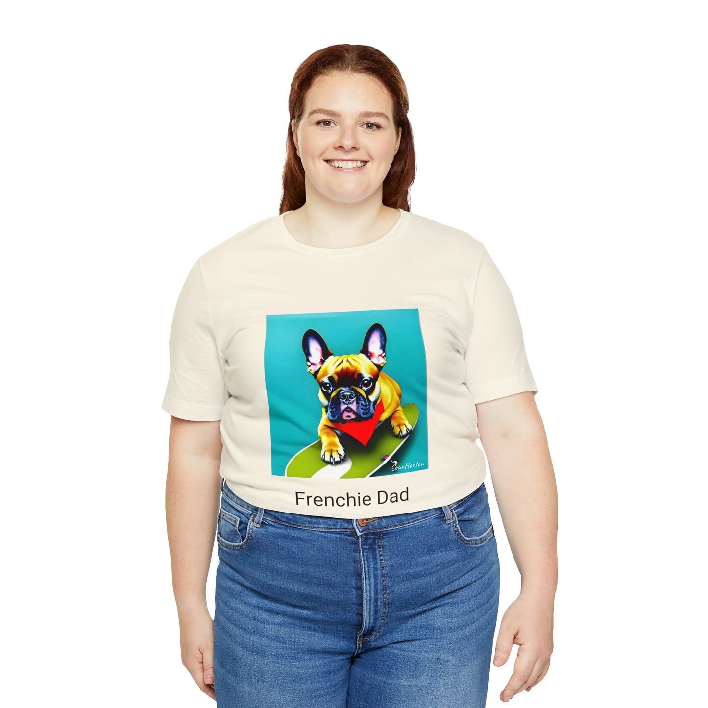 Frenchie on a Skateboard #2/Frenchie Dad Unisex Jersey Short Sleeve Tee