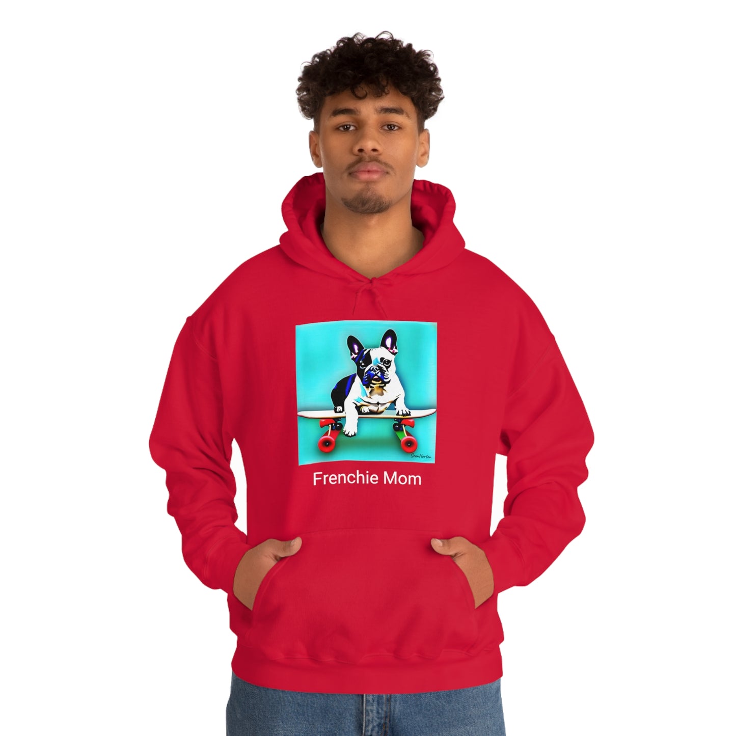 Frenchie on a Skateboard/Frenchie Mom Unisex Heavy Blend™ Hooded Sweatshirt