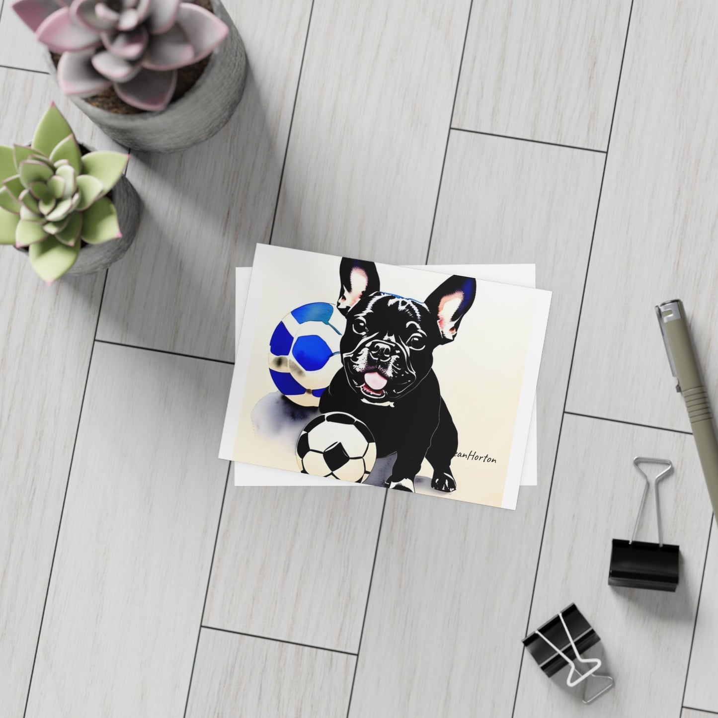 Frenchie with a Soccer Ball Postcard Bundles (envelopes included)
