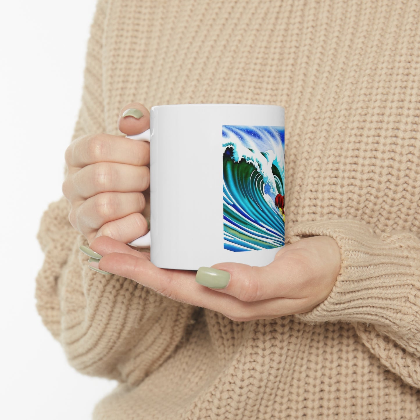 Surfing Frenchie Ceramic Mug 11oz