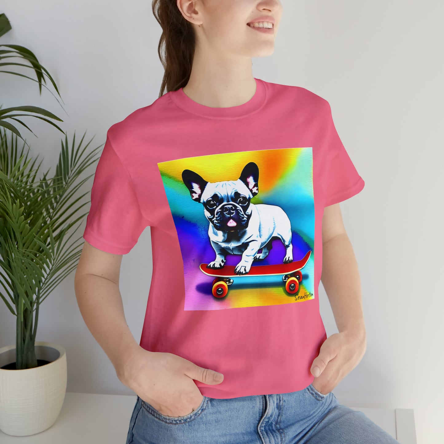 Frenchie on a Skateboard #3 Unisex Jersey Short Sleeve Tee