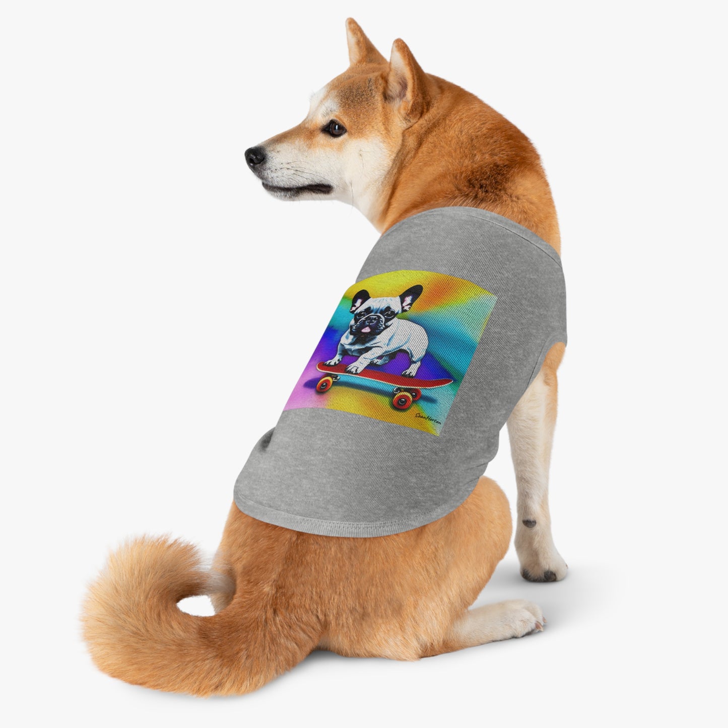 Frenchie on a Skateboard #3 Pet Tank Top